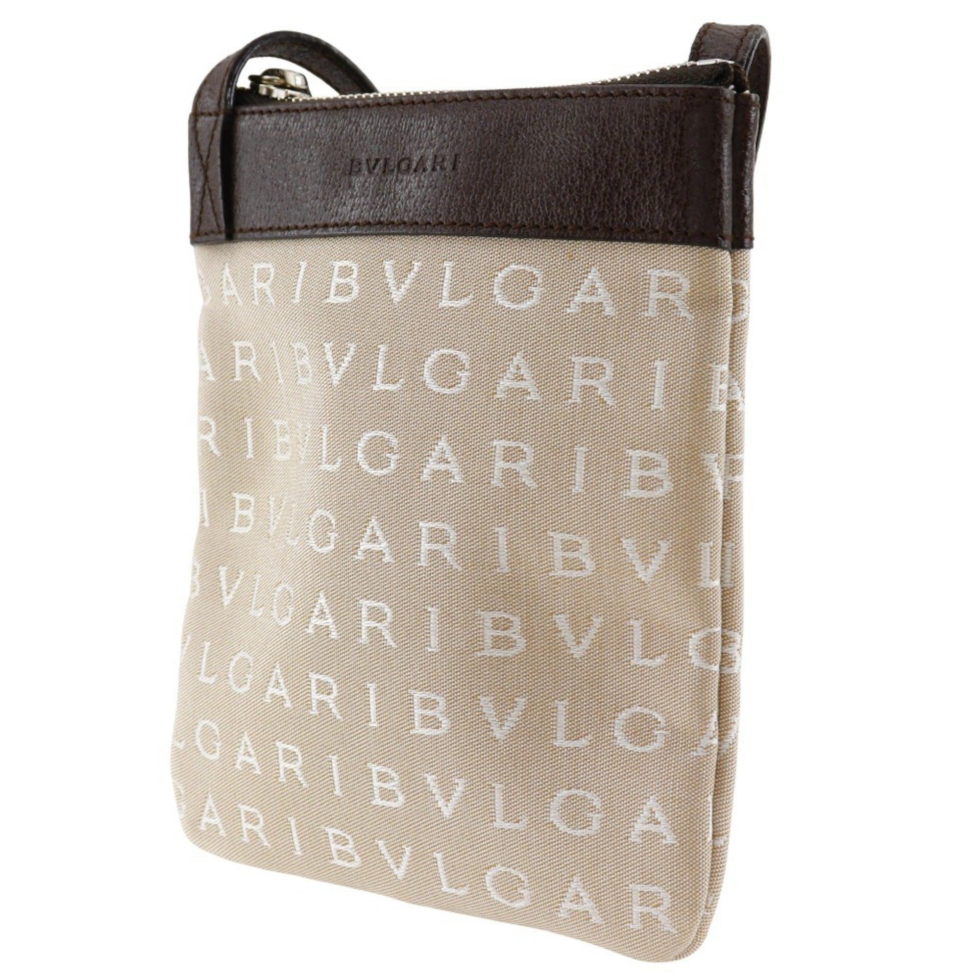 Bvlgari BVLGARI Mania Shoulder Bag Pochette Canvas x Leather Beige Logo Unisex Size ONE SIZE - 2 Thumbnail