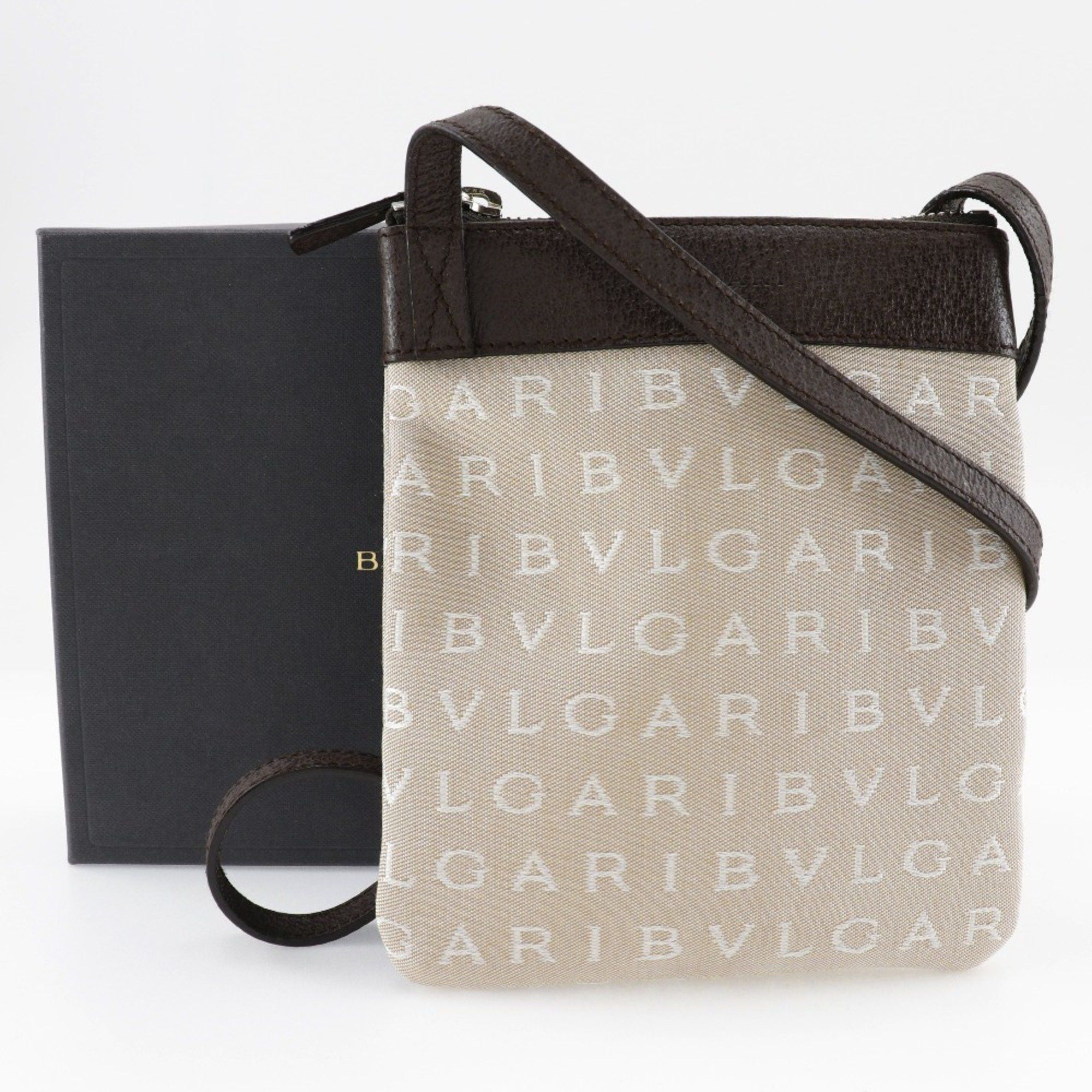 Bvlgari BVLGARI Mania Shoulder Bag Pochette Canvas x Leather Beige Logo Unisex Size ONE SIZE - 11 Thumbnail