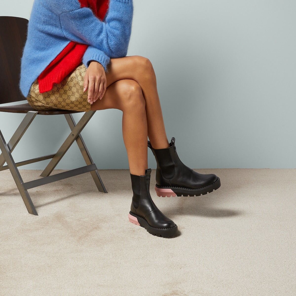 Gucci Gucci Interlocking G Bicolor Lug Sole Ankle Boots SIZE 39.5 Size ONE SIZE - 4 Thumbnail