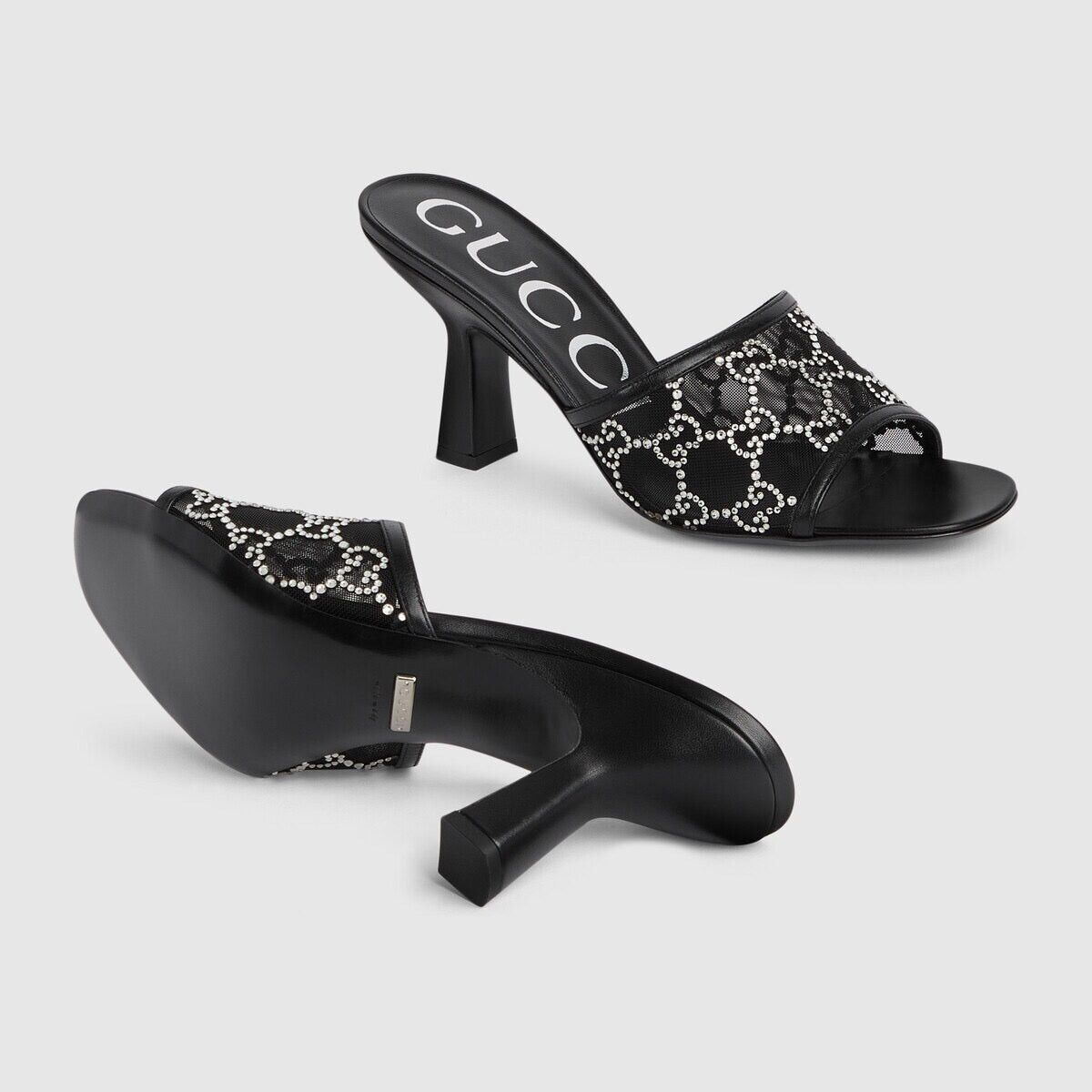 Gucci Gucci GG Crystal Mid Heel Slide Sandals SIZE 35 Size ONE SIZE - 3 Thumbnail