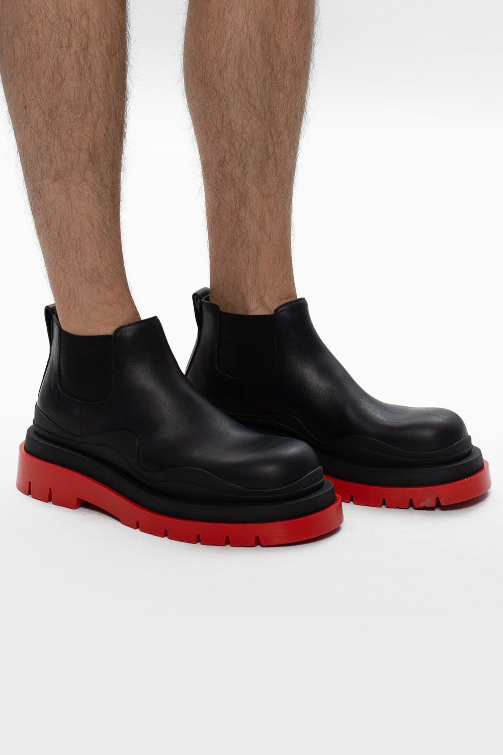 Bottega Veneta Tire Ankle Leather Boots with red sole Size US 12 / EU 45 - 2 Thumbnail