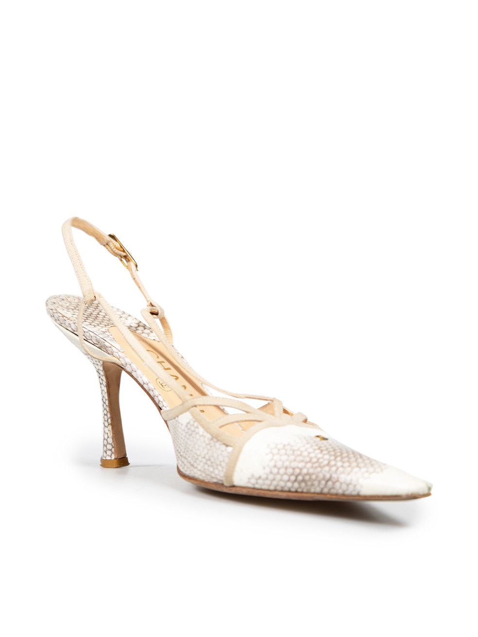 Chanel Snakeskin Print Leather Pointed Toe Heels Size US 9.5 / IT 39.5 - 2 Thumbnail