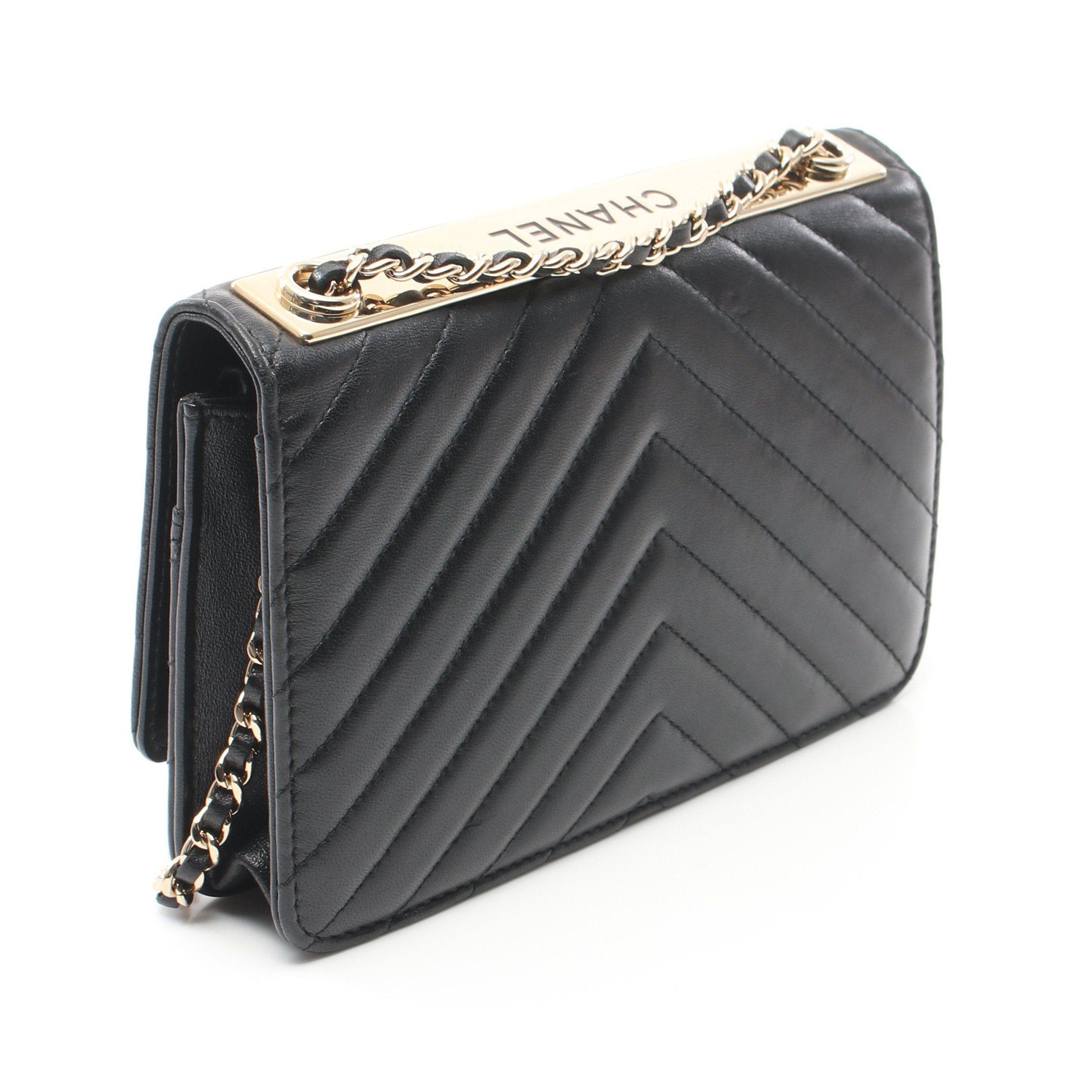 Chanel Chanel Trendy Cc V-Stitch Chain Shoulder Bag Lambskin Black Gold Hardware Size ONE SIZE - 2 Thumbnail