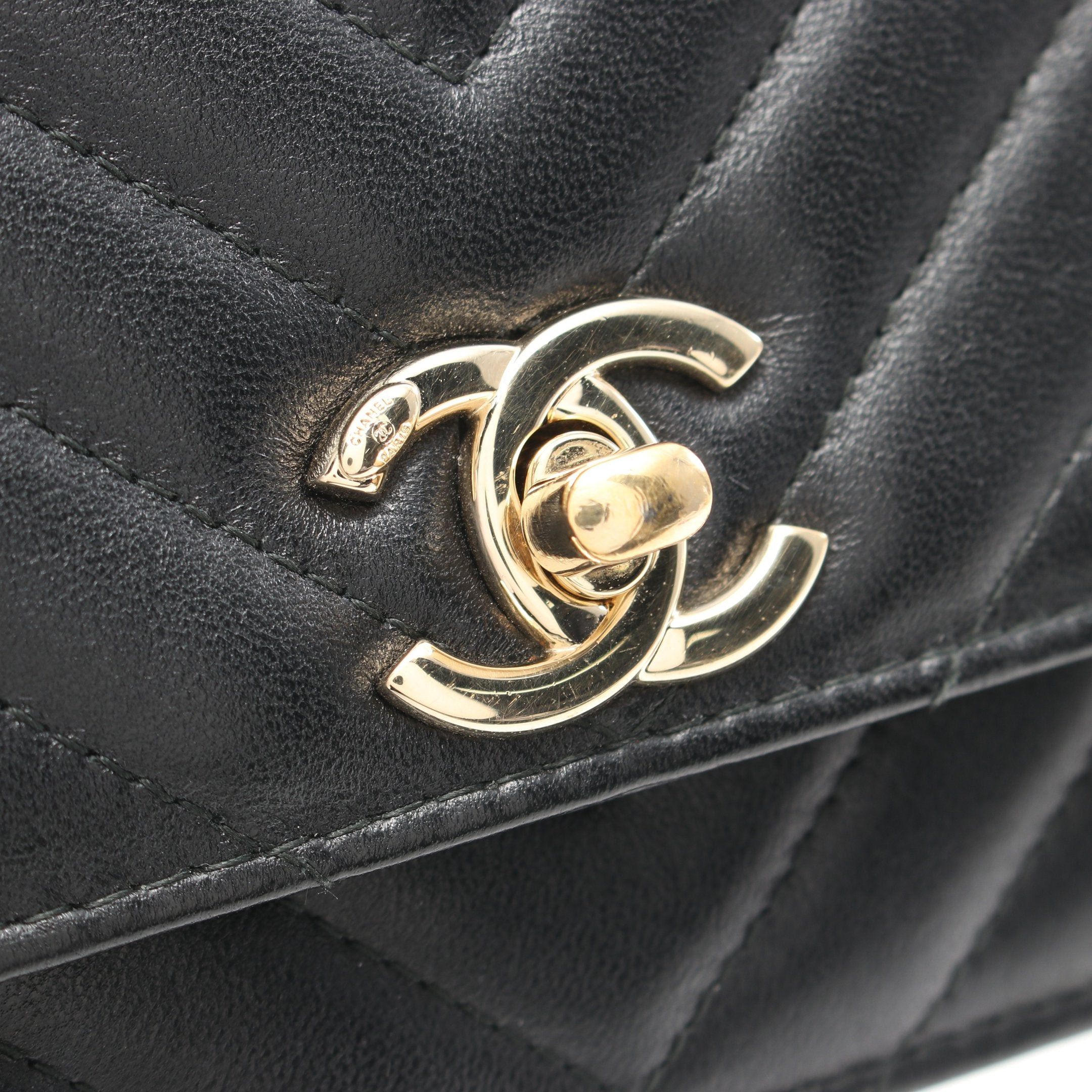 Chanel Chanel Trendy Cc V-Stitch Chain Shoulder Bag Lambskin Black Gold Hardware Size ONE SIZE - 10 Thumbnail