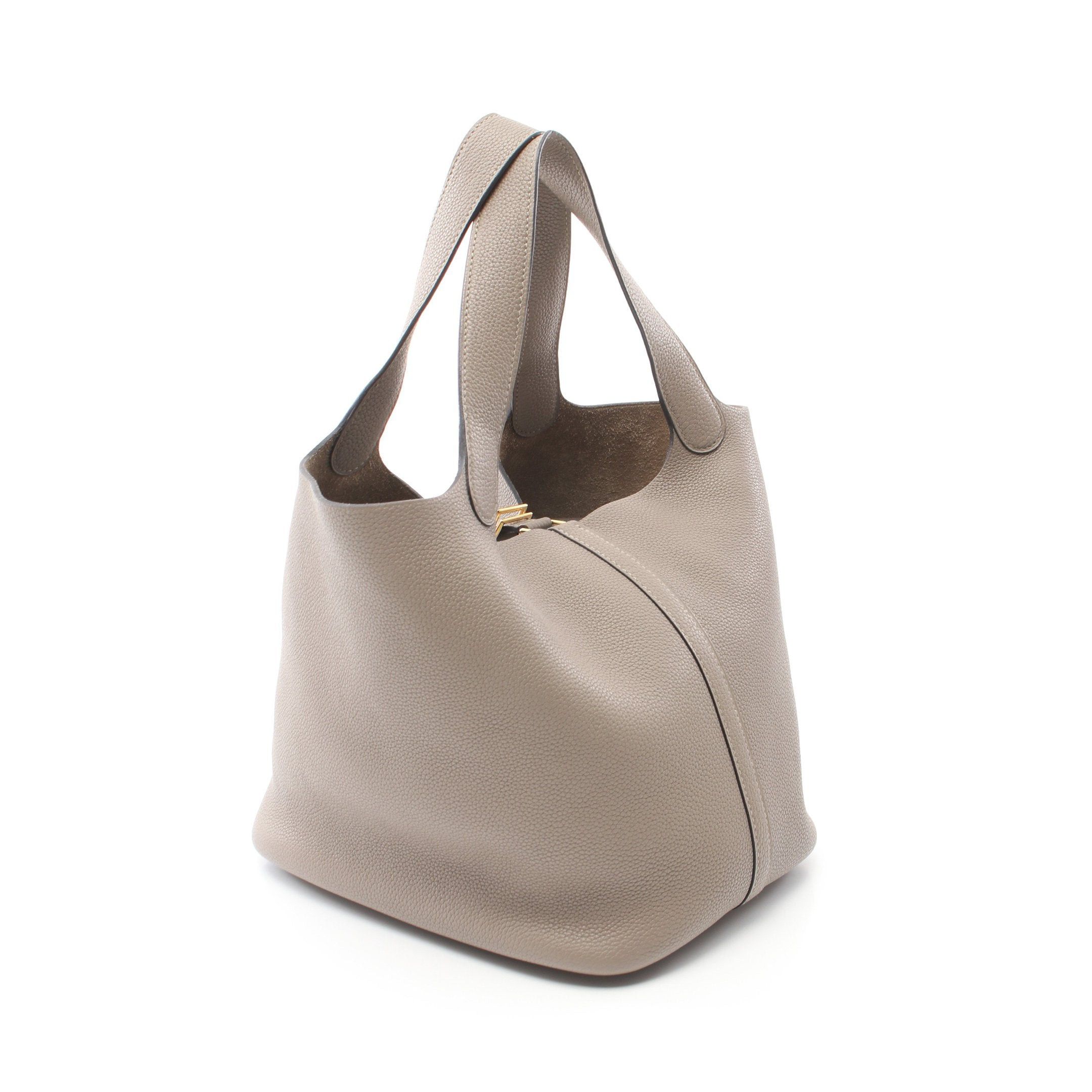 Hermes Hermes Picotane Lock Mm Tourtiere Gray Handbag Evercolor Beige Gold Hardware D Stamp Size ONE SIZE - 2 Thumbnail