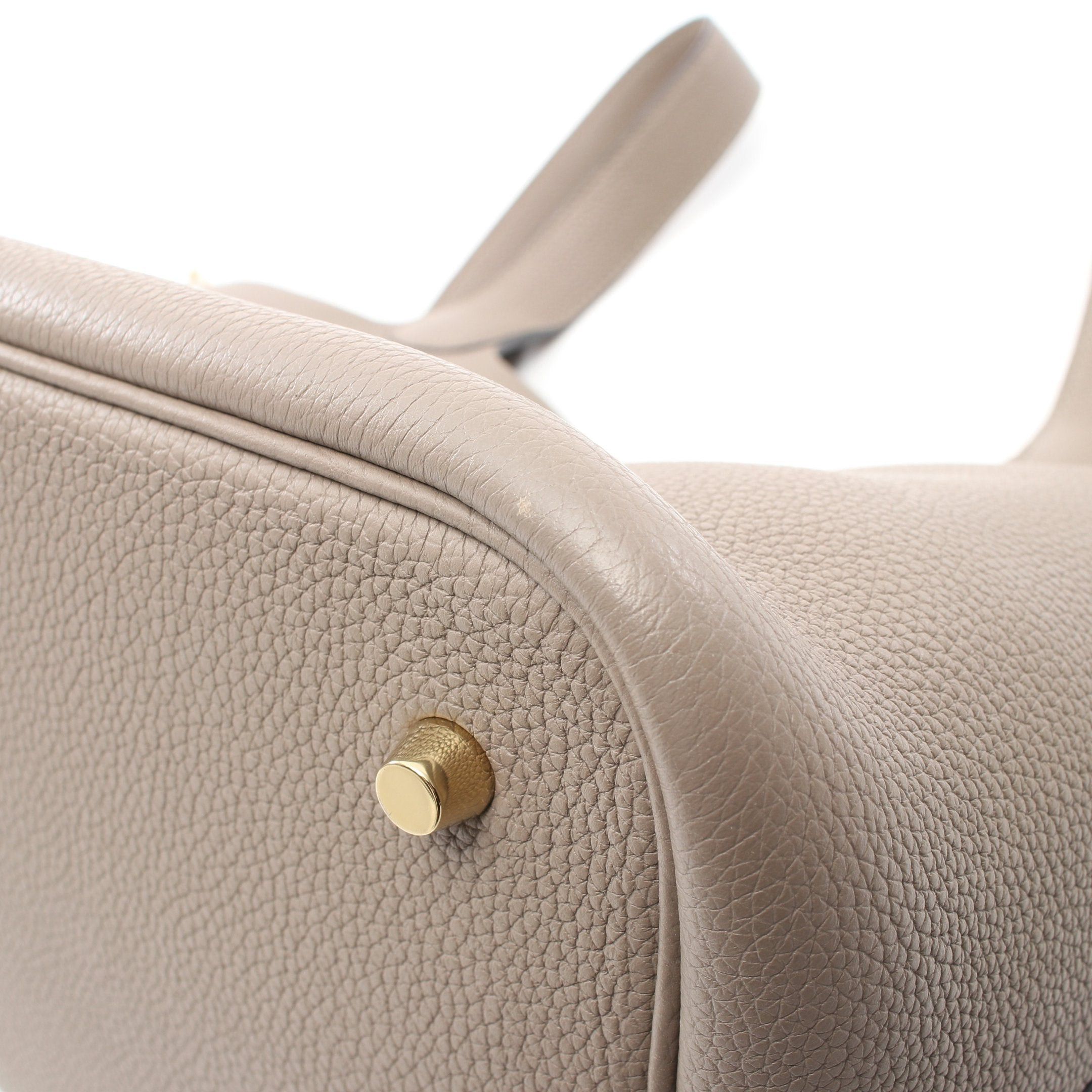 Hermes Hermes Picotane Lock Mm Tourtiere Gray Handbag Evercolor Beige Gold Hardware D Stamp Size ONE SIZE - 6 Thumbnail