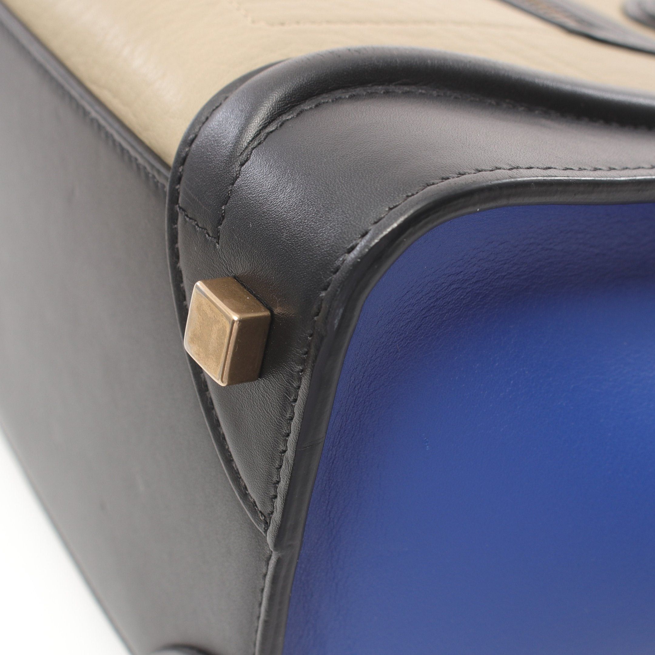 Celine Celine Luggage Micro Shopper Handbag Tote Bag Leather Black Blue Beige Size ONE SIZE - 7 Thumbnail
