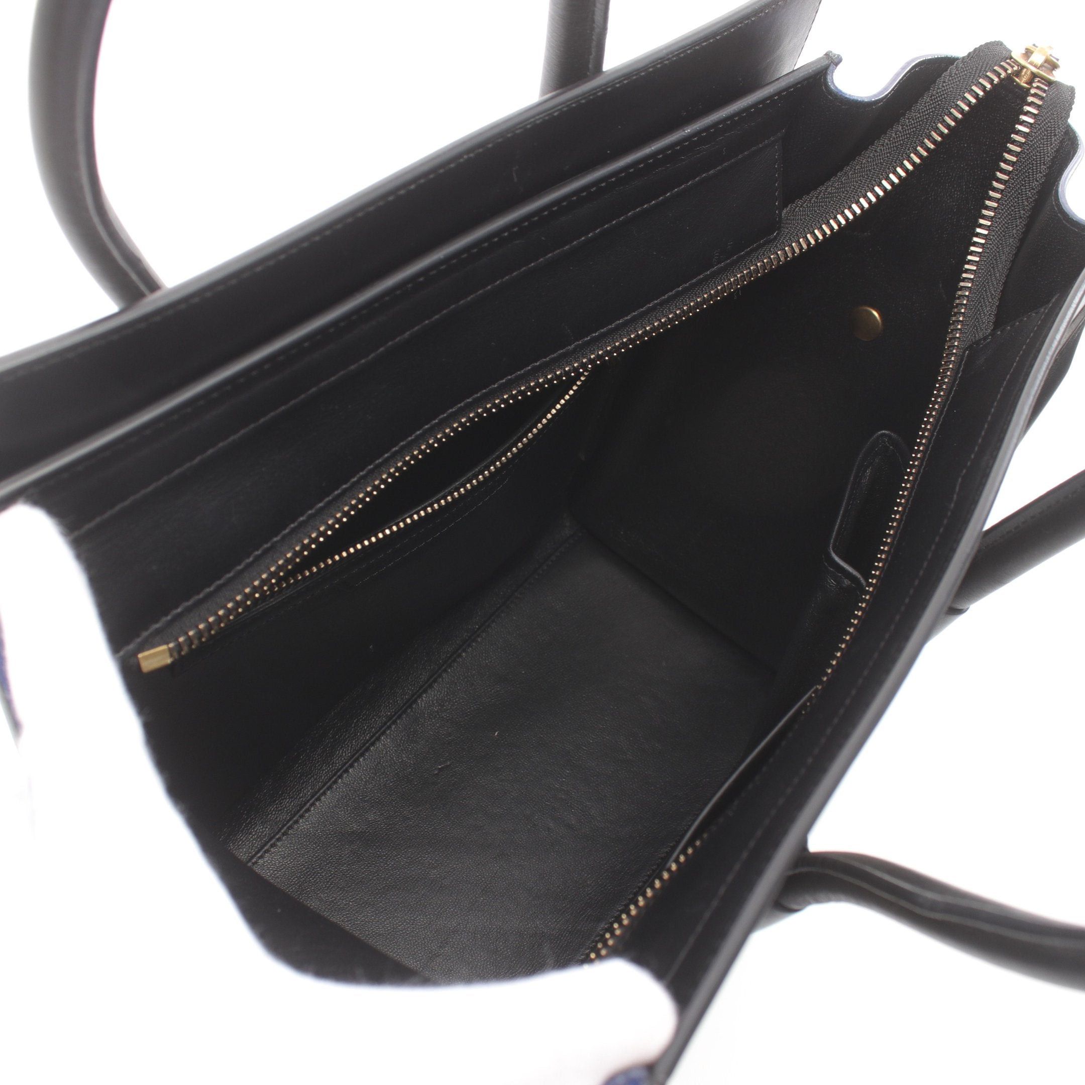 Celine Celine Luggage Micro Shopper Handbag Tote Bag Leather Black Blue Beige Size ONE SIZE - 3 Thumbnail