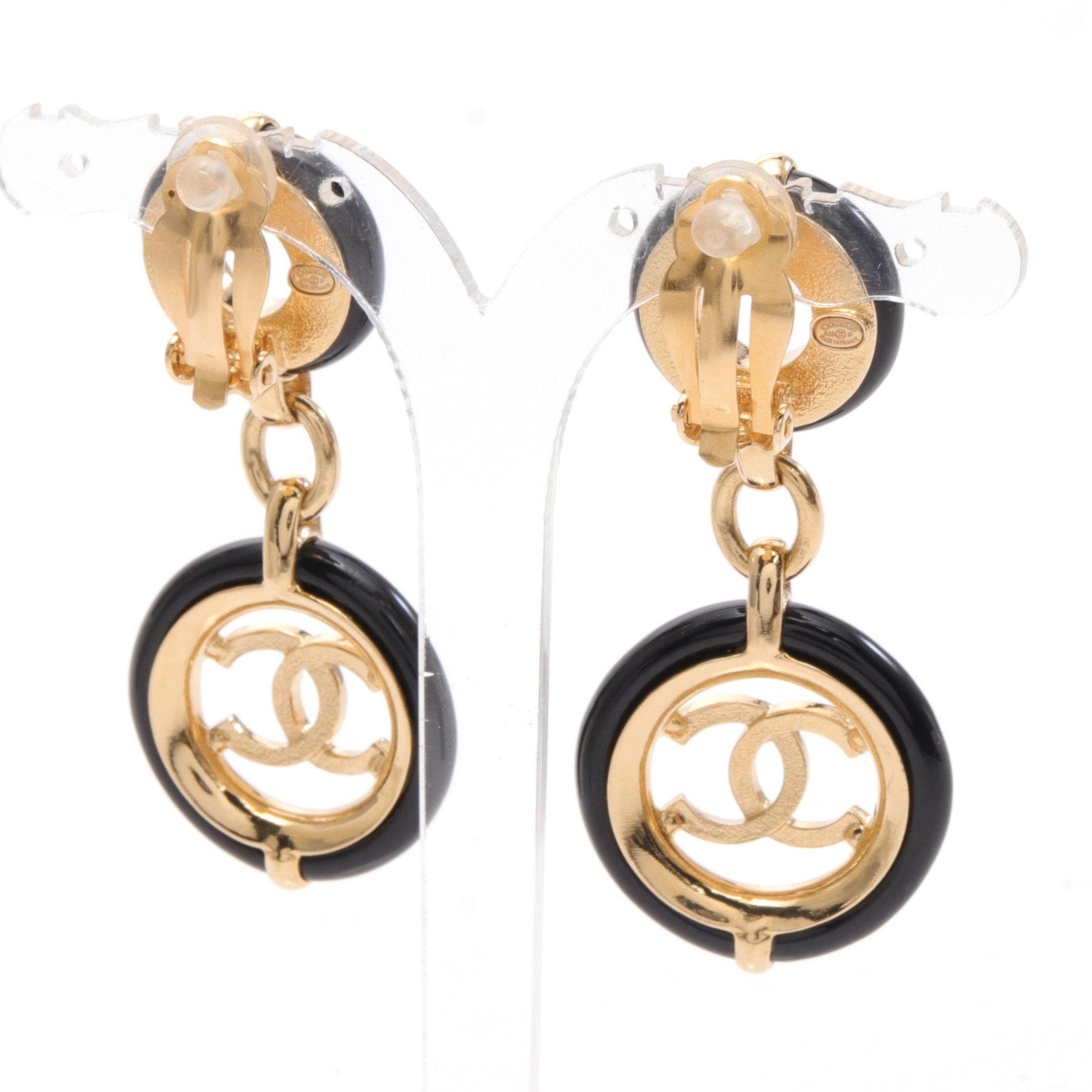 Chanel Chanel Coco Mark Earrings Gp Gold Black A19P Size ONE SIZE - 2 Thumbnail