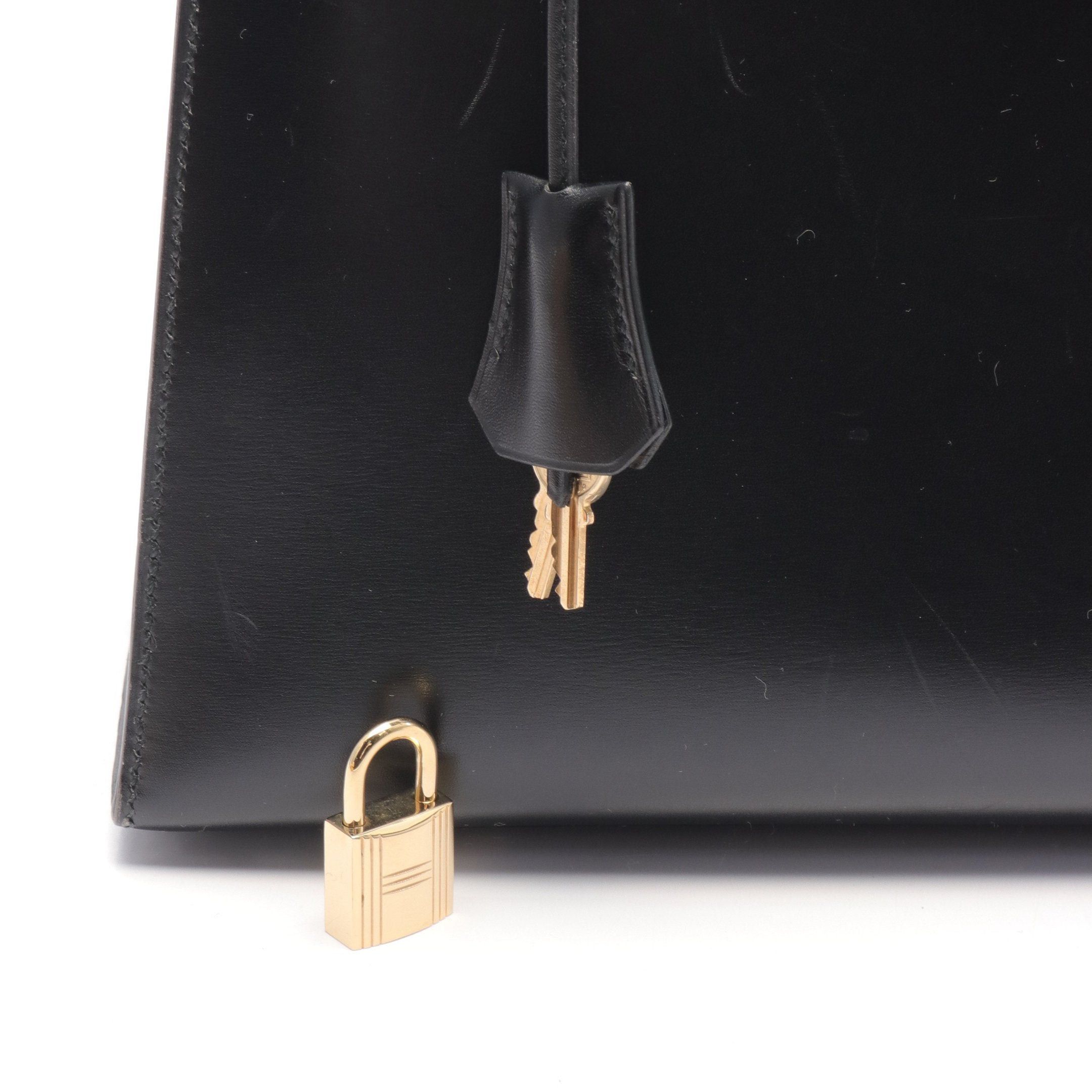 Hermes Hermes Kelly28 Handbag Box Calf Black Gold Hardware Outside Sewing ○U Stamp Size ONE SIZE - 6 Thumbnail
