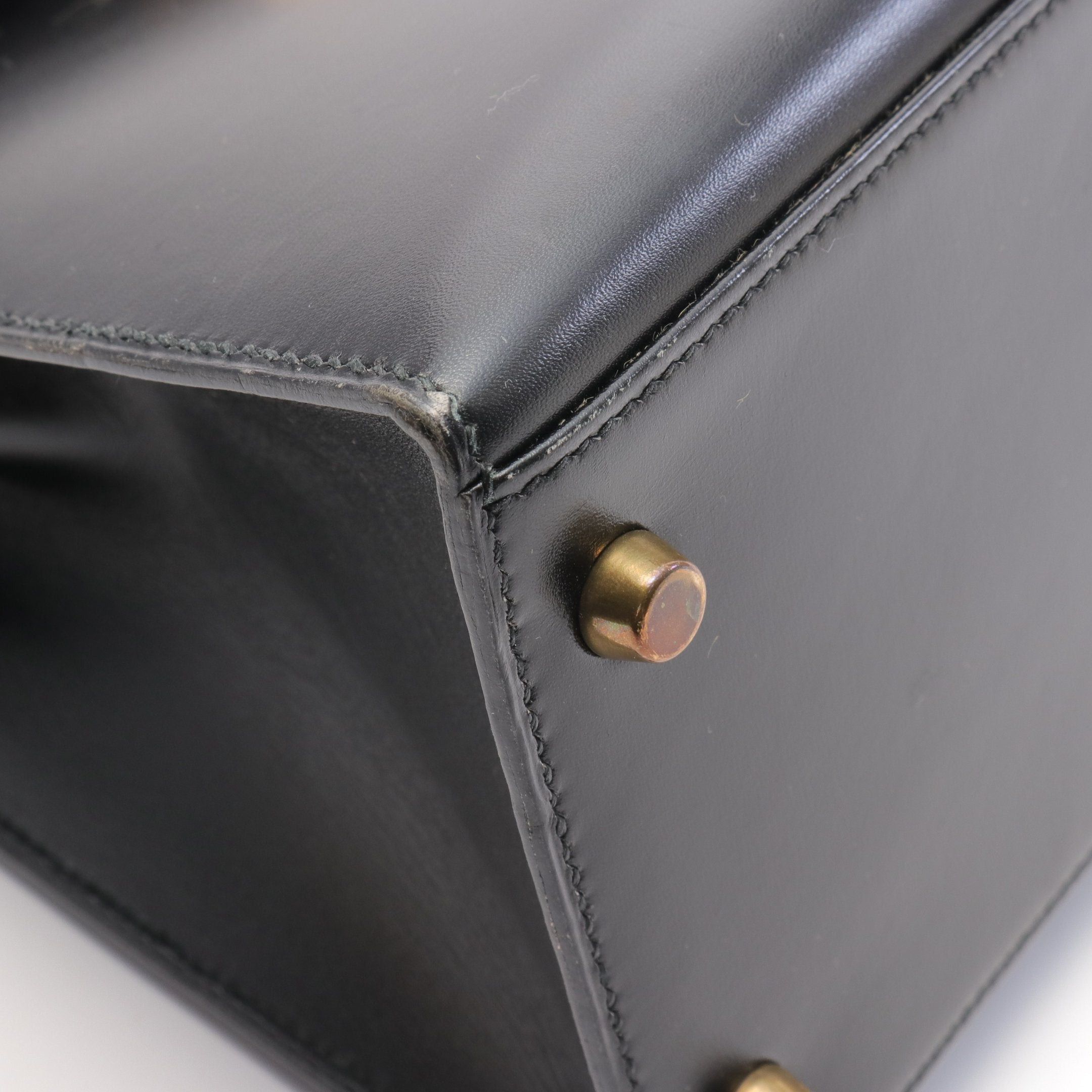 Hermes Hermes Kelly28 Handbag Box Calf Black Gold Hardware Outside Sewing ○U Stamp Size ONE SIZE - 10 Thumbnail