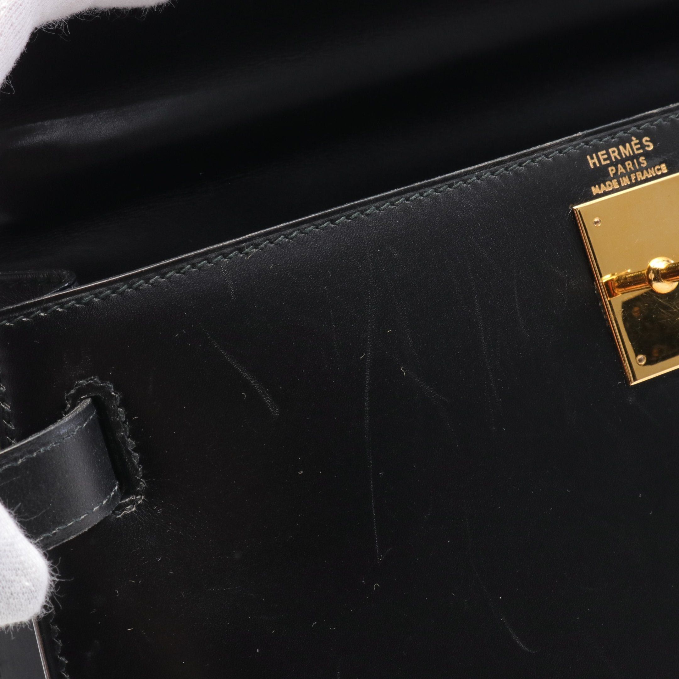 Hermes Hermes Kelly28 Handbag Box Calf Black Gold Hardware Outside Sewing ○U Stamp Size ONE SIZE - 7 Thumbnail