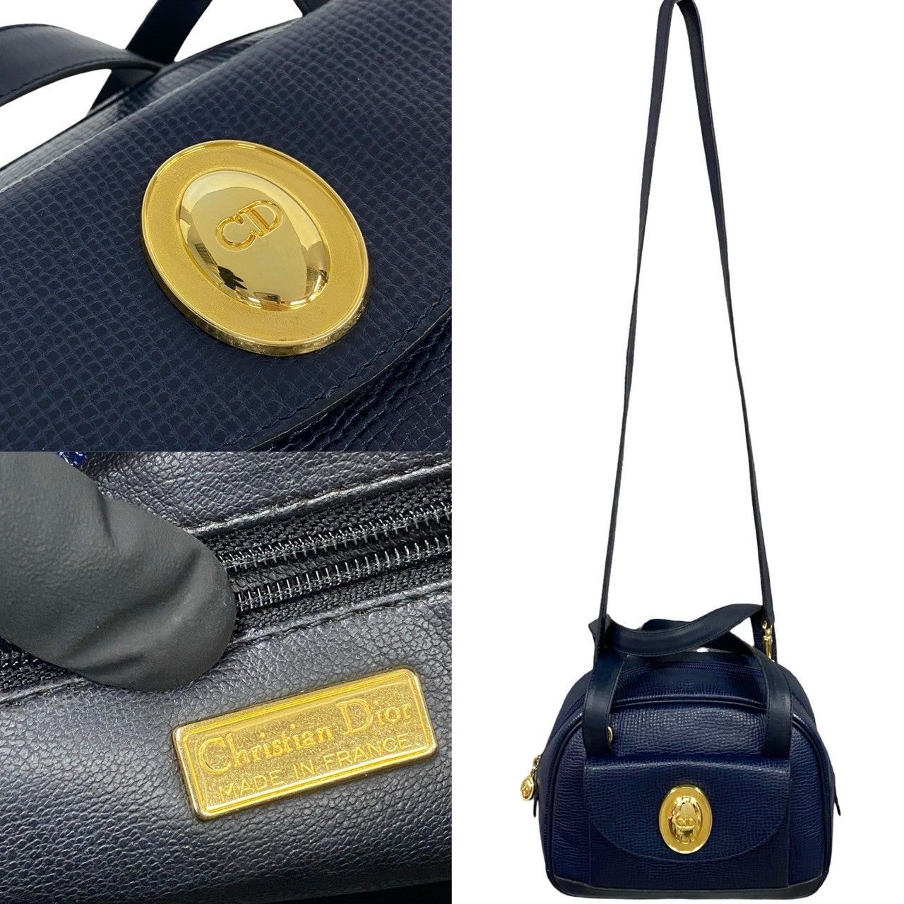 Dior Dior Shoulder Bag Navy Leather Size ONE SIZE - 3 Thumbnail