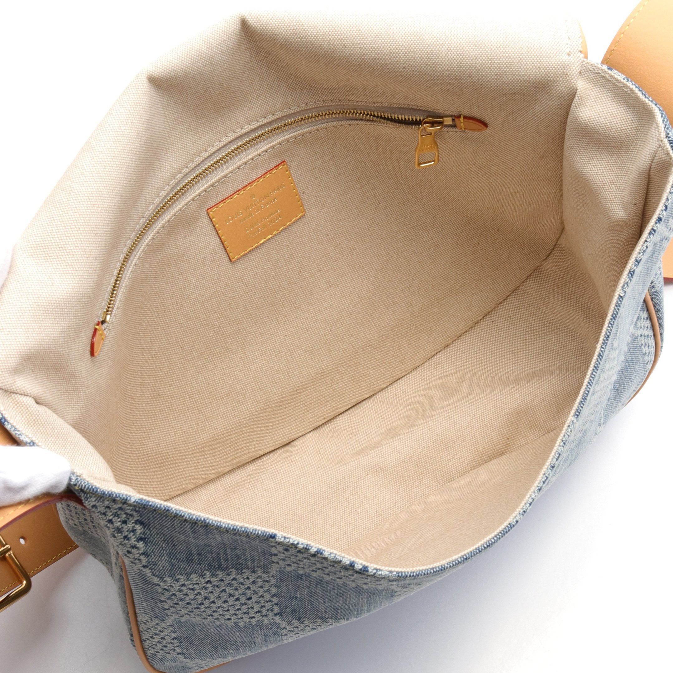 Louis Vuitton Louis Vuitton Montsouris Messenger Mm Damier Denim Shoulder Bag Leather Blue Brown Size ONE SIZE - 3 Thumbnail
