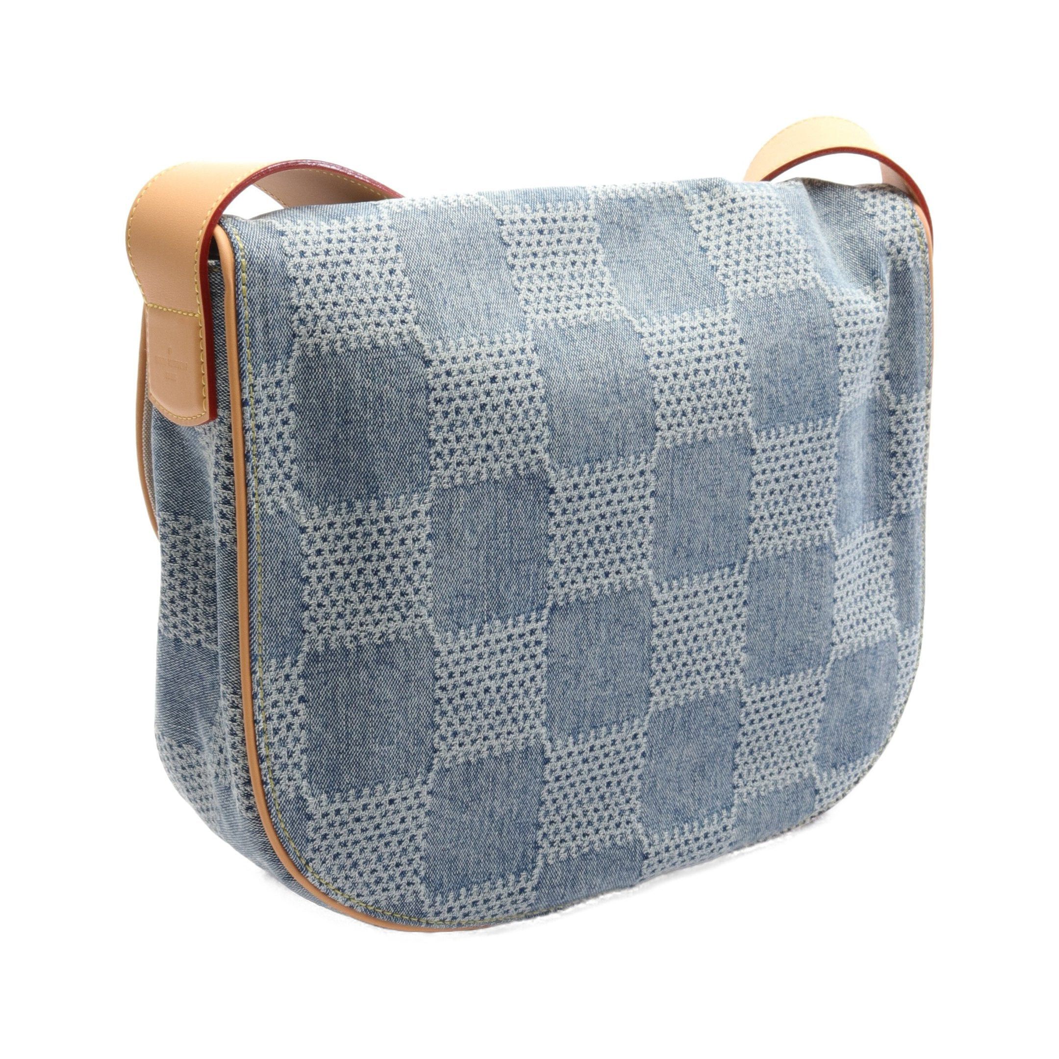 Louis Vuitton Louis Vuitton Montsouris Messenger Mm Damier Denim Shoulder Bag Leather Blue Brown Size ONE SIZE - 2 Thumbnail