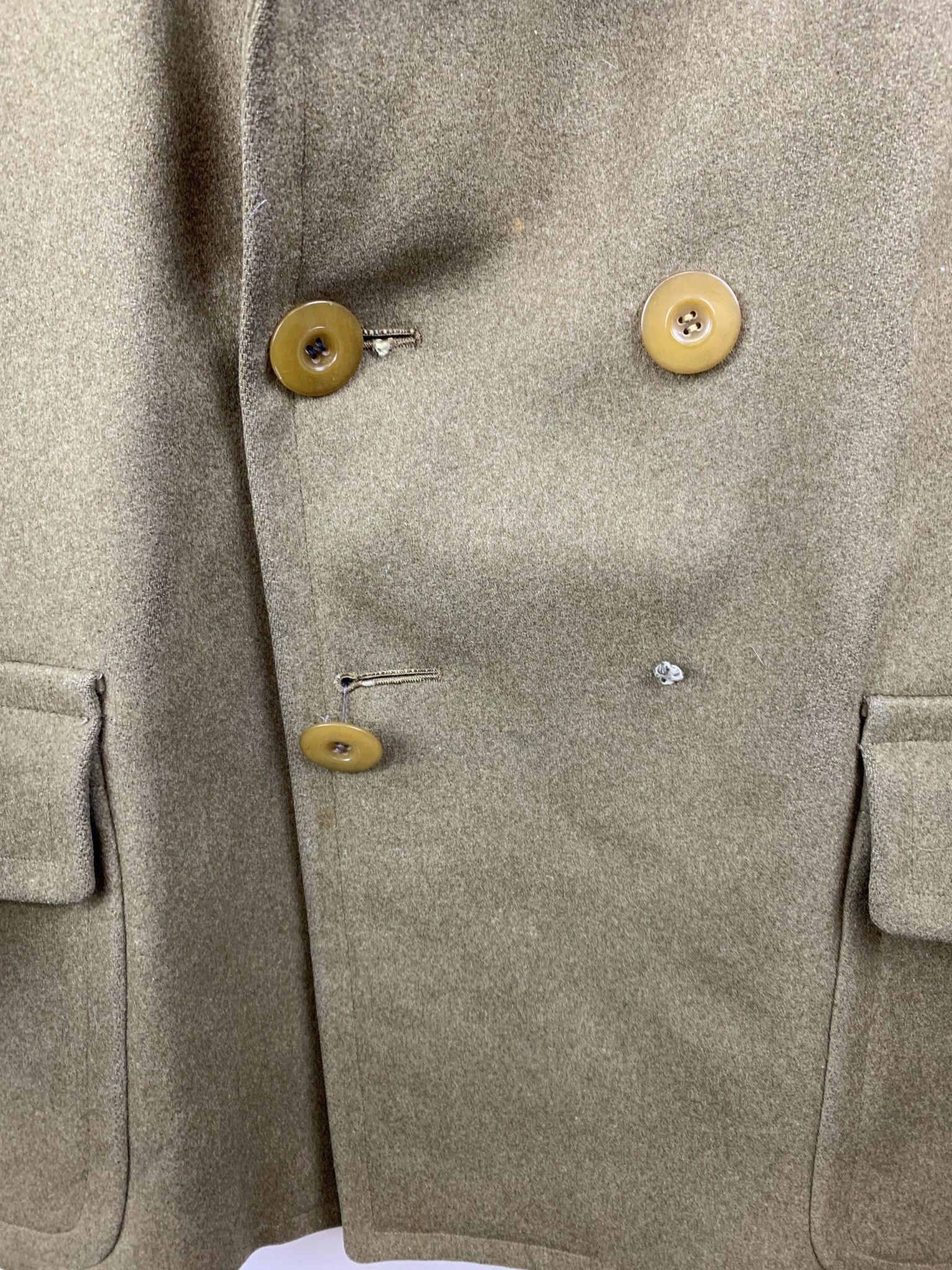 Other Vintage 1980s Olive Wool Heavy Peacoat Missing Buttons Size US S / EU 44-46 / 1 - 4 Thumbnail
