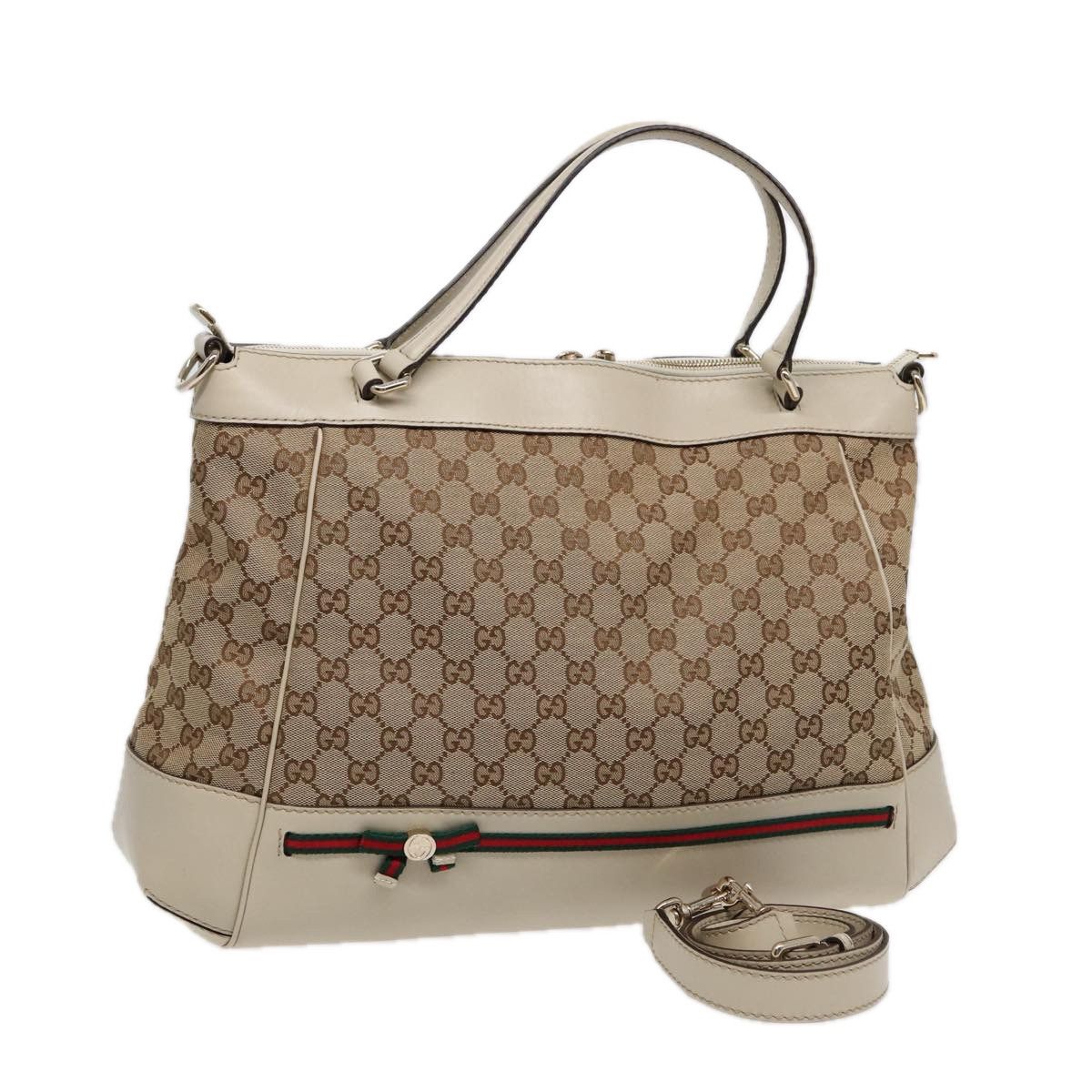 Gucci Sherry Beige Canvas Tote Bag (Pre-Owned) Size ONE SIZE - 20 Thumbnail