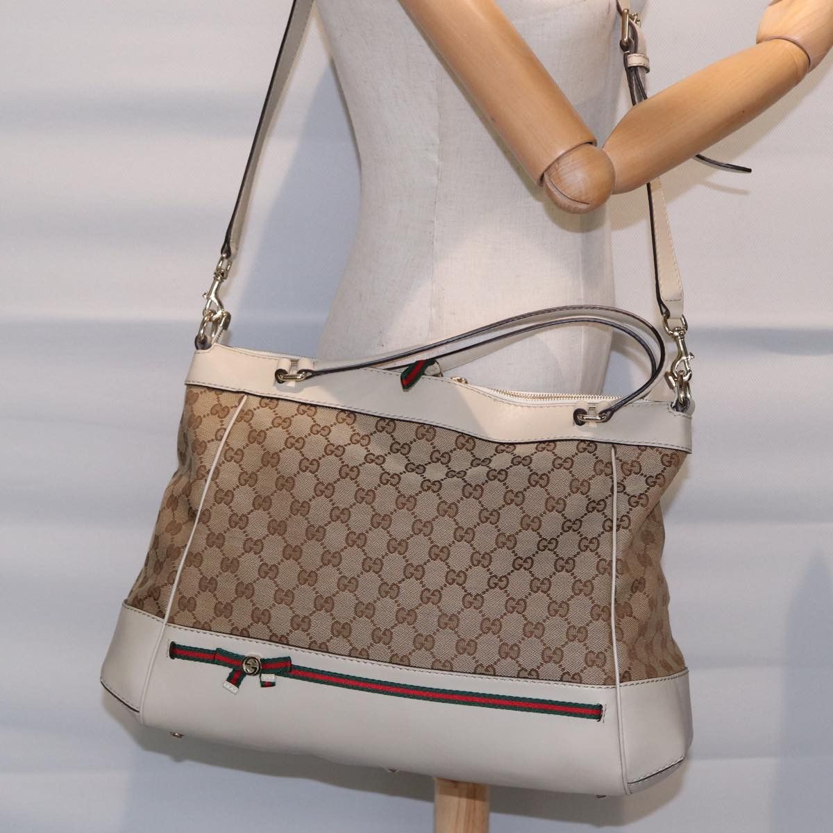 Gucci Sherry Beige Canvas Tote Bag (Pre-Owned) Size ONE SIZE - 11 Thumbnail