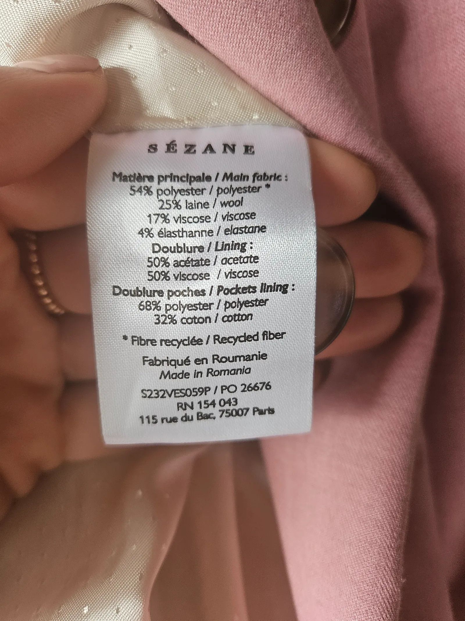 Sezane Sézane Michele Jacket Blazer Size S / US 4 / IT 40 - 3 Thumbnail
