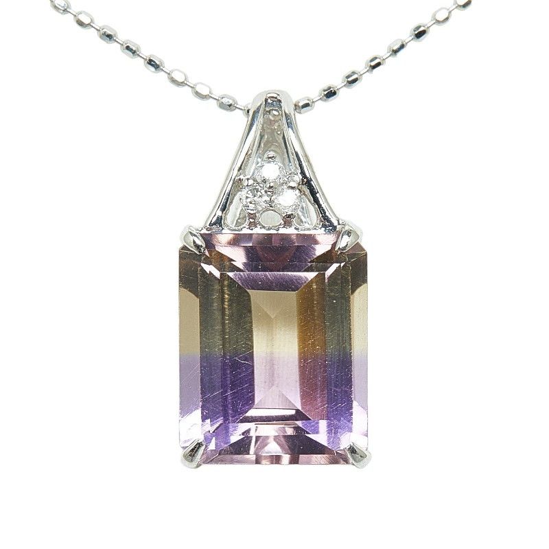 Other LuxUness K18WG White Gold Ametrine 4.01ct Diamond Necklace 