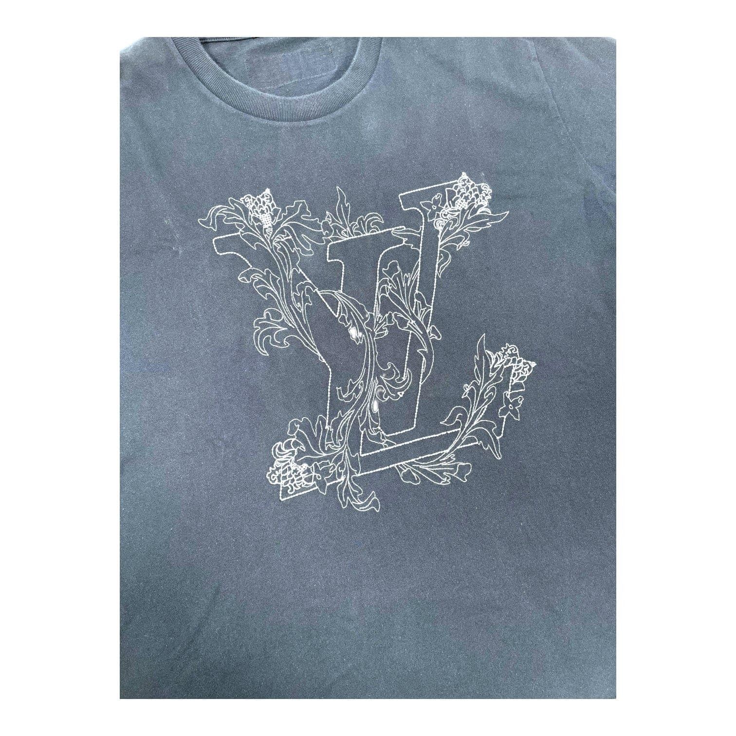 Louis Vuitton Embroidered Flower Logo Short Sleeve Tee Shirt Navy Size US XXL / EU 58 / 5 - 3 Thumbnail