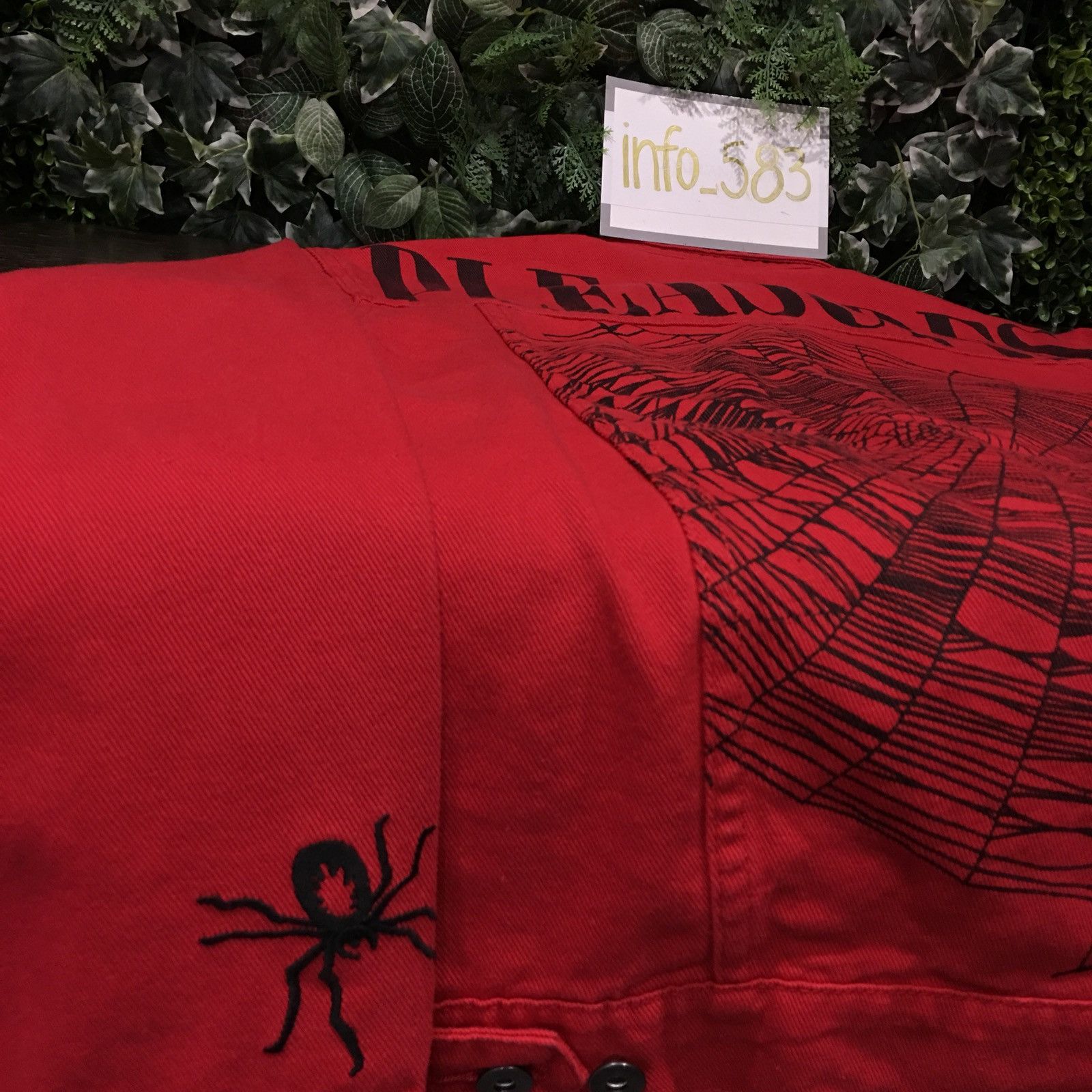 Pleasures spider web Red denim jacket hotsell