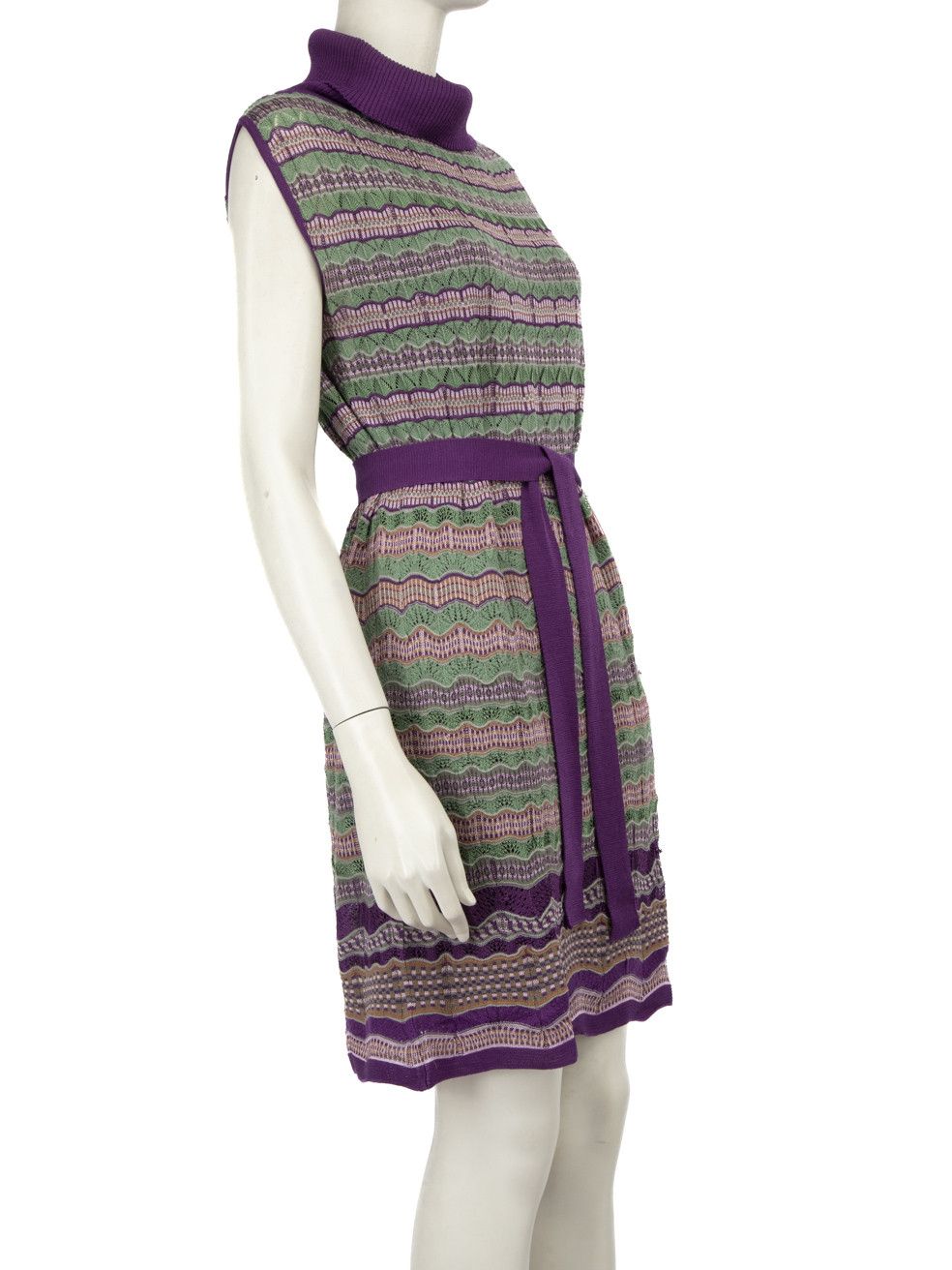 Missoni Merino Striped Turtleneck Knee Length Dress Size M / US 6-8 / IT 42-44 - 2 Thumbnail