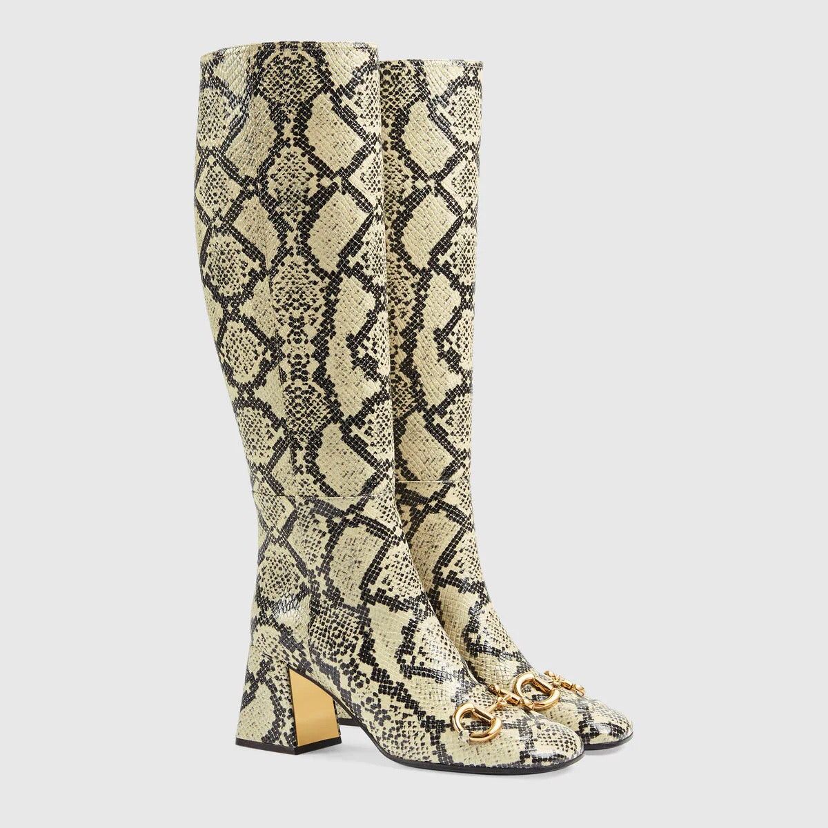 Gucci Gucci Horsebit Python Print Knee Boots SIZE 40 Size ONE SIZE - 2 Thumbnail