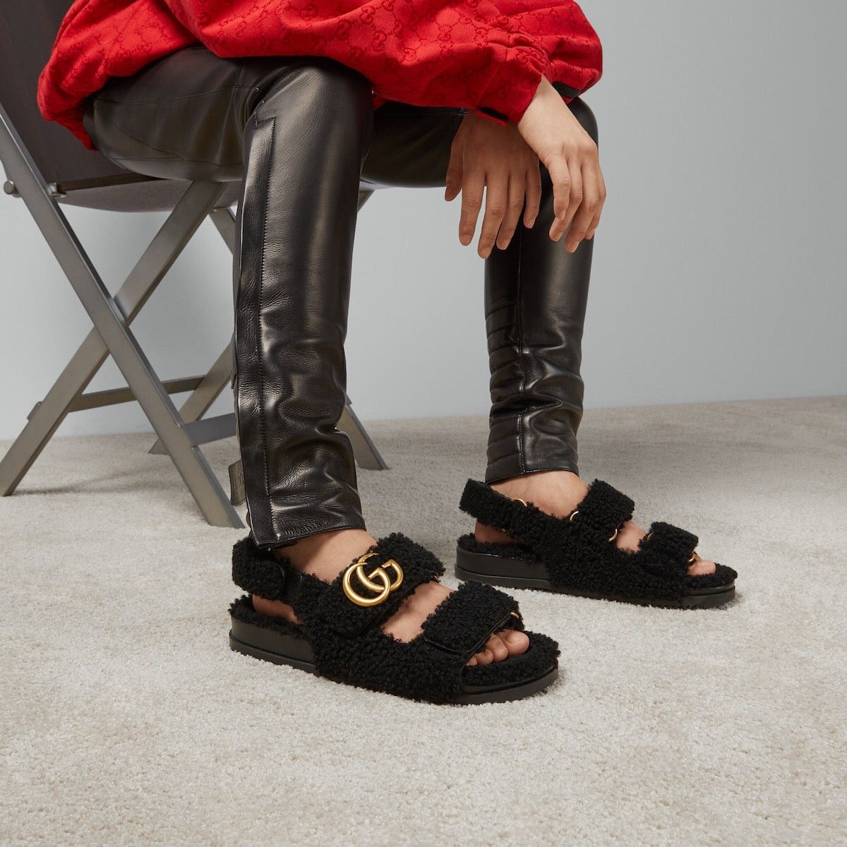 Gucci Gucci Double G Merino wool Sandals SIZE 38.5 Size ONE SIZE - 3 Thumbnail