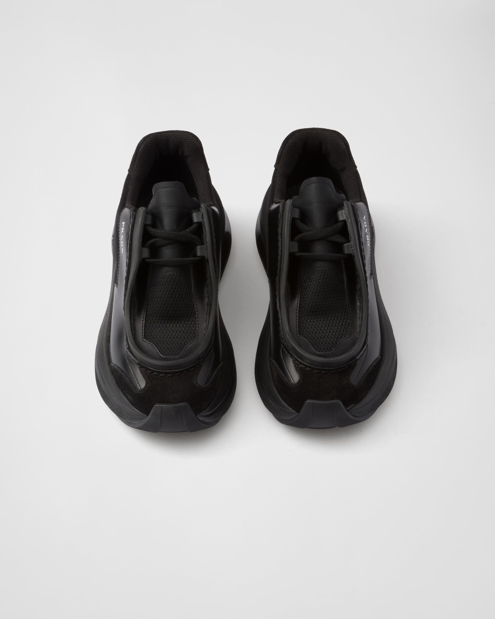 Prada $1.8K VALUE System Brushed Leather Sneakers in black Size US 6 / EU 39 - 3 Thumbnail
