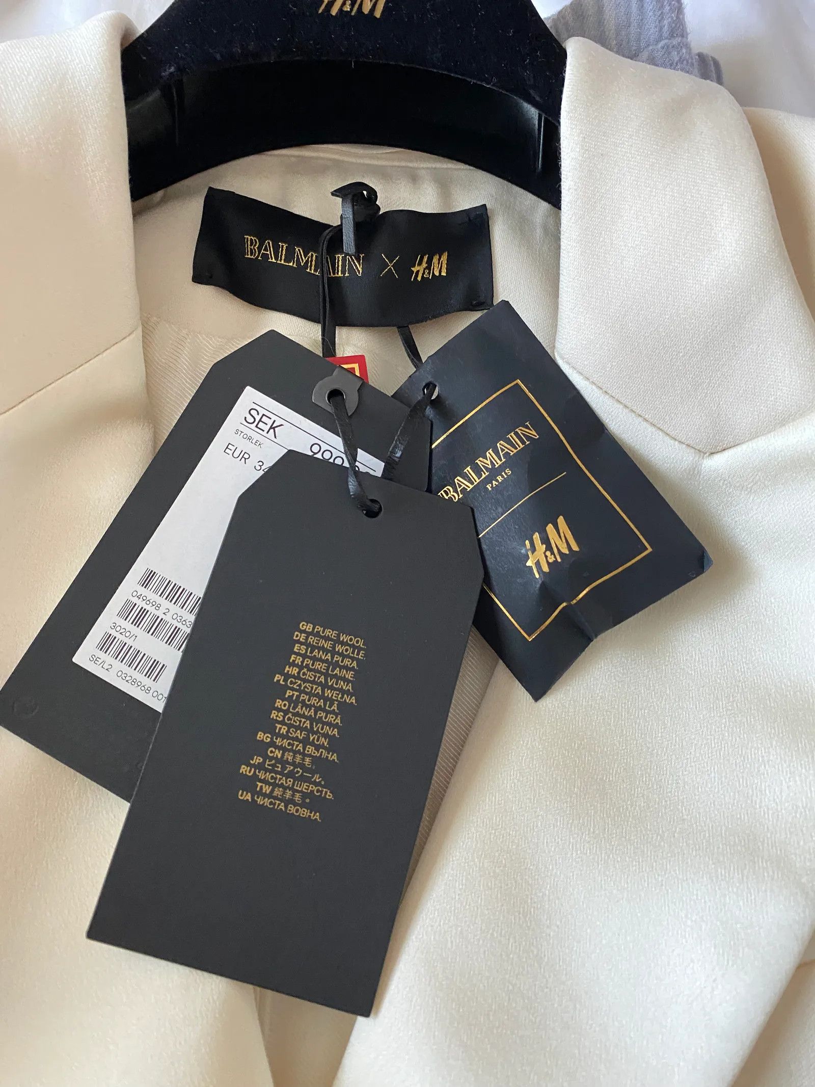 Balmain Balmain x H&M Figurnära kavaj Blazer Size XS / US 0-2 / IT 36-38 - 4 Thumbnail