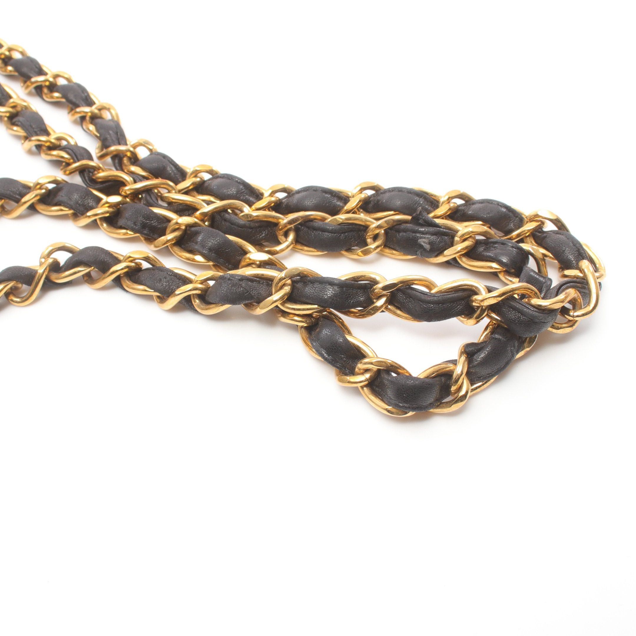 Chanel Chanel Decamatlassé 30 Double Chain Shoulder Bag Lambskin Black Gold Hardware Size ONE SIZE - 12 Thumbnail