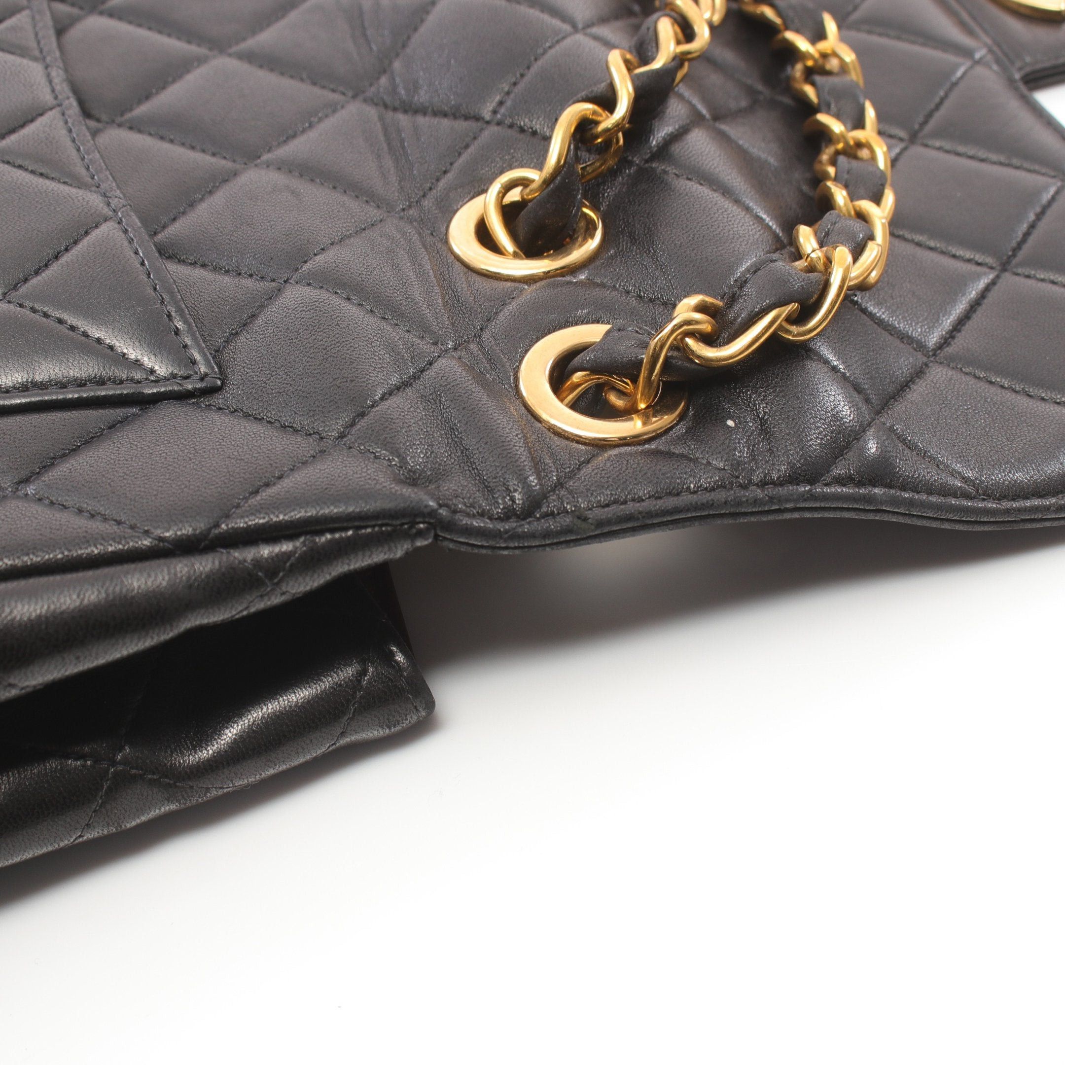 Chanel Chanel Decamatlassé 30 Double Chain Shoulder Bag Lambskin Black Gold Hardware Size ONE SIZE - 9 Thumbnail