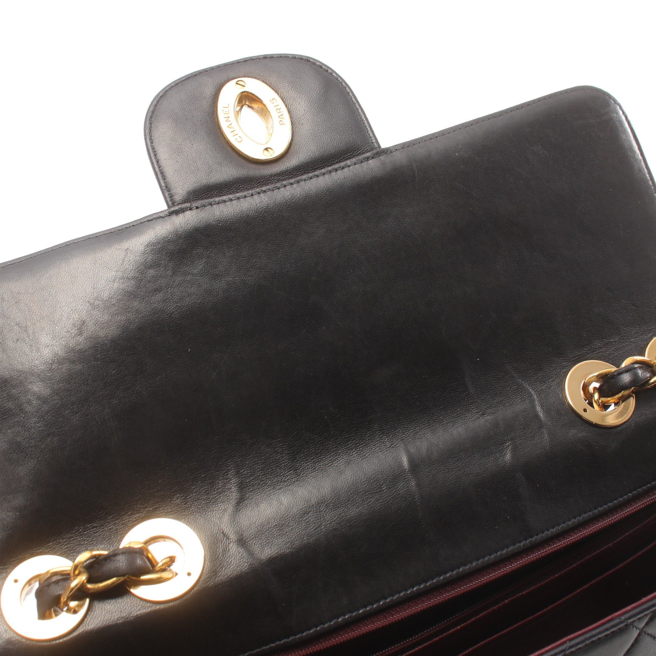 Chanel Chanel Decamatlassé 30 Double Chain Shoulder Bag Lambskin Black Gold Hardware Size ONE SIZE - 7 Thumbnail