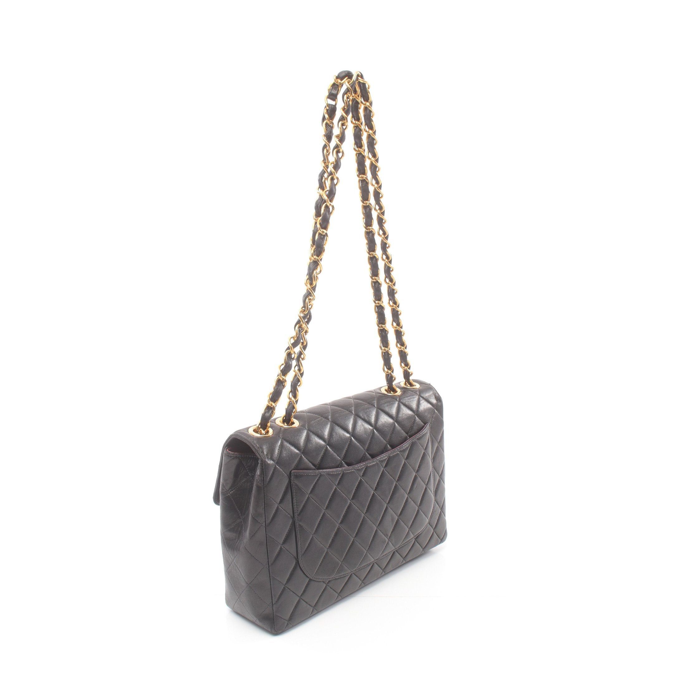 Chanel Chanel Decamatlassé 30 Double Chain Shoulder Bag Lambskin Black Gold Hardware Size ONE SIZE - 2 Thumbnail