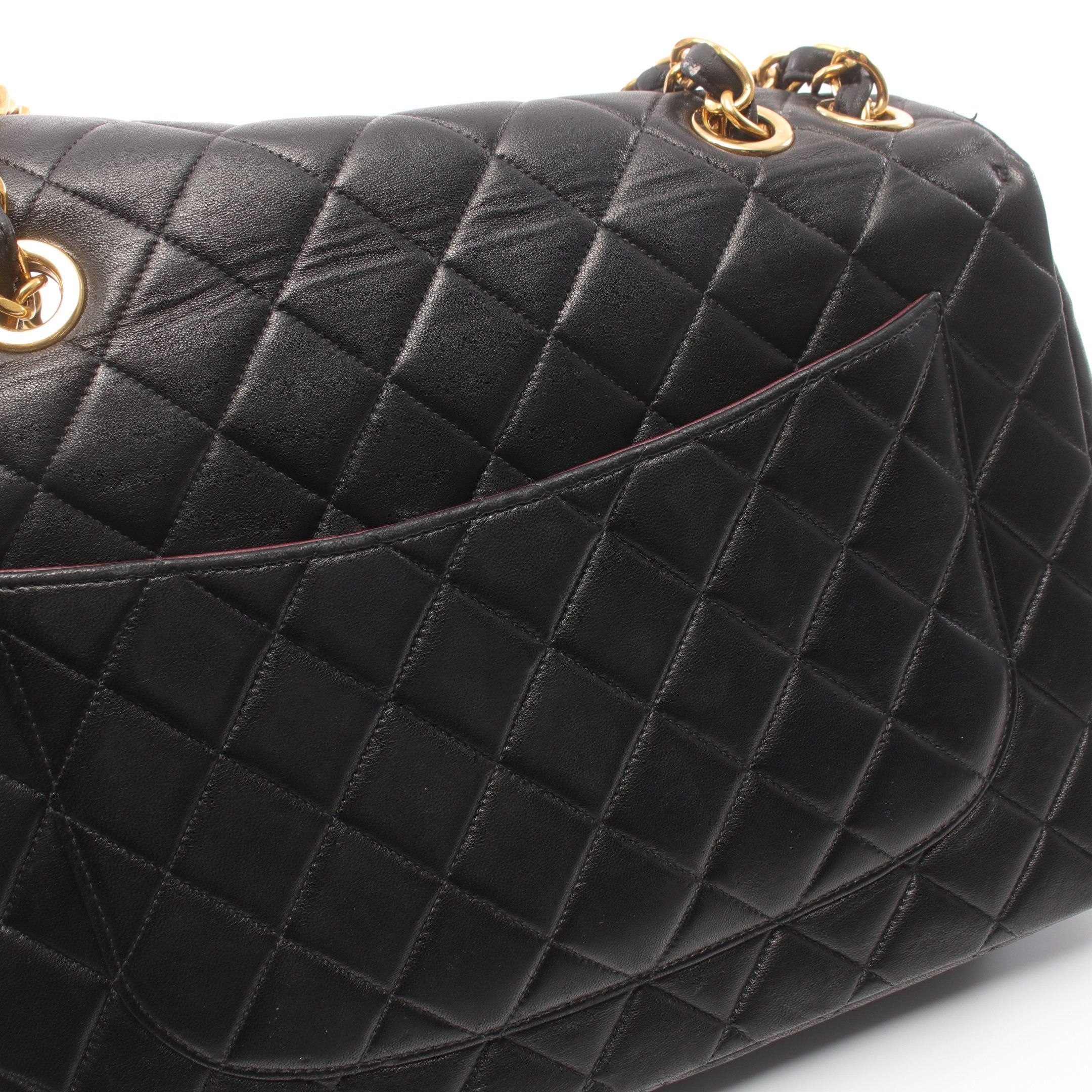 Chanel Chanel Decamatlassé 30 Double Chain Shoulder Bag Lambskin Black Gold Hardware Size ONE SIZE - 10 Thumbnail