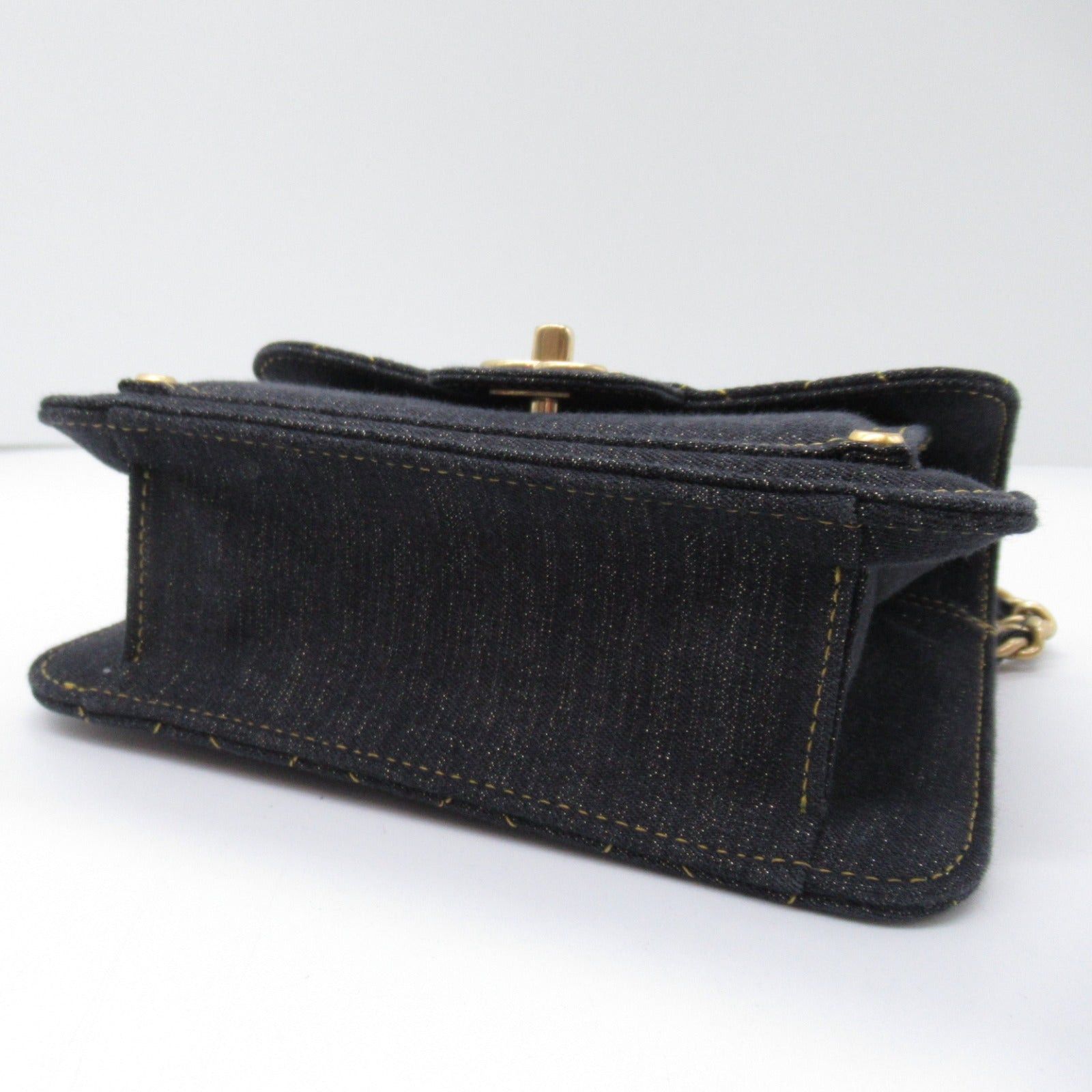 Chanel Chanel Chain Shoulder Bag Denim Black Gold Hardware Size ONE SIZE - 4 Thumbnail