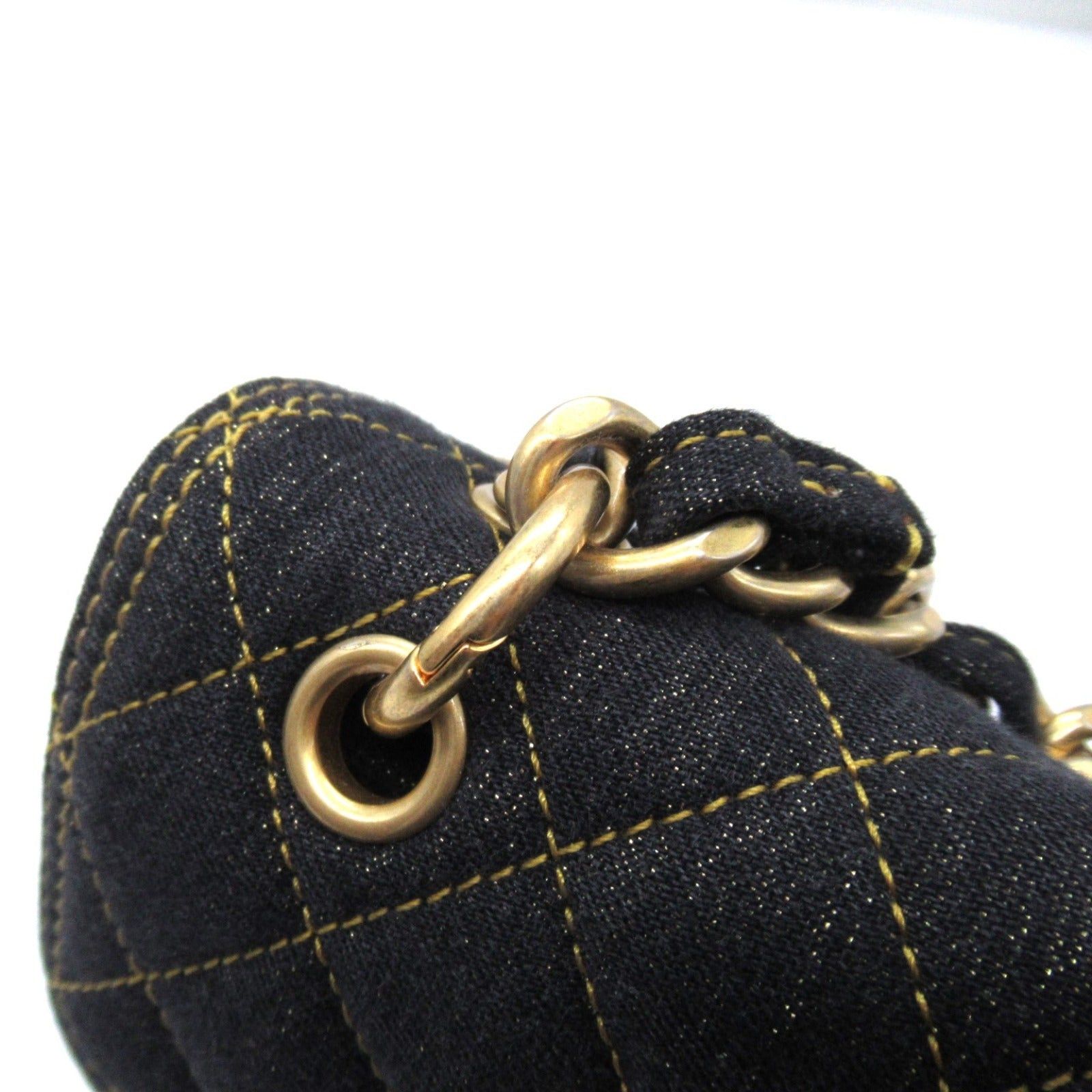 Chanel Chanel Chain Shoulder Bag Denim Black Gold Hardware Size ONE SIZE - 14 Thumbnail