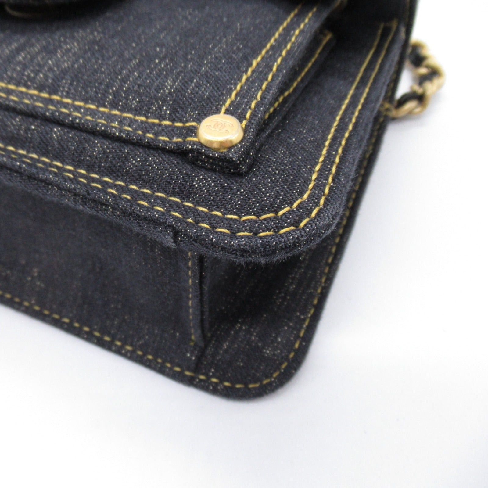 Chanel Chanel Chain Shoulder Bag Denim Black Gold Hardware Size ONE SIZE - 10 Thumbnail