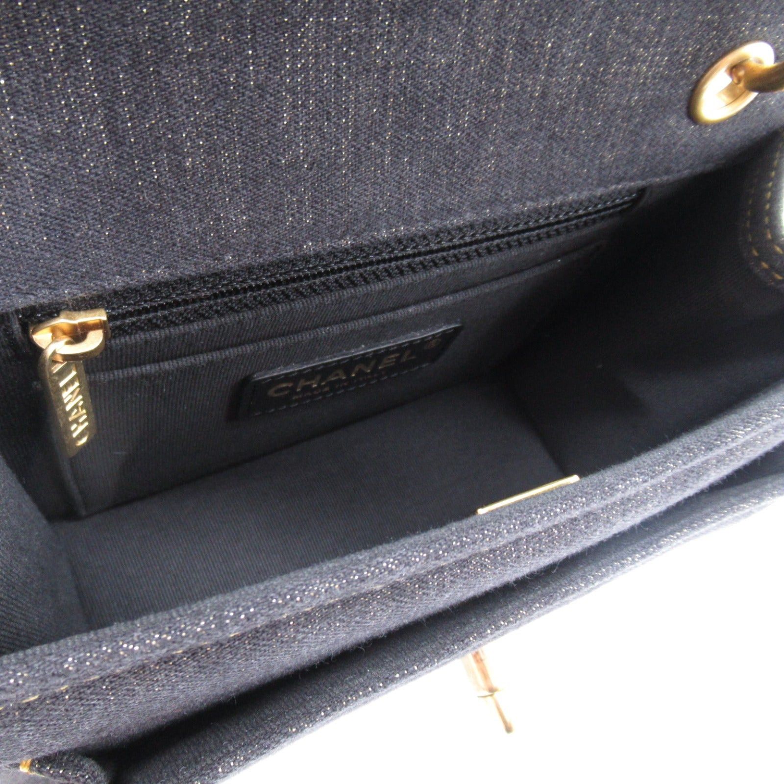 Chanel Chanel Chain Shoulder Bag Denim Black Gold Hardware Size ONE SIZE - 5 Thumbnail
