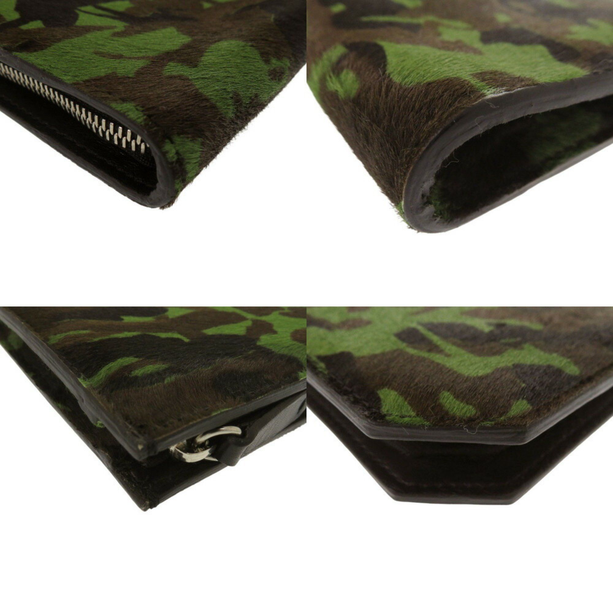 Jimmy Choo Jimmy Choo Clutch Bag Camouflage Pattern Pony Leather Green Black 0609JIMMY CHOO Size ONE SIZE - 5 Thumbnail