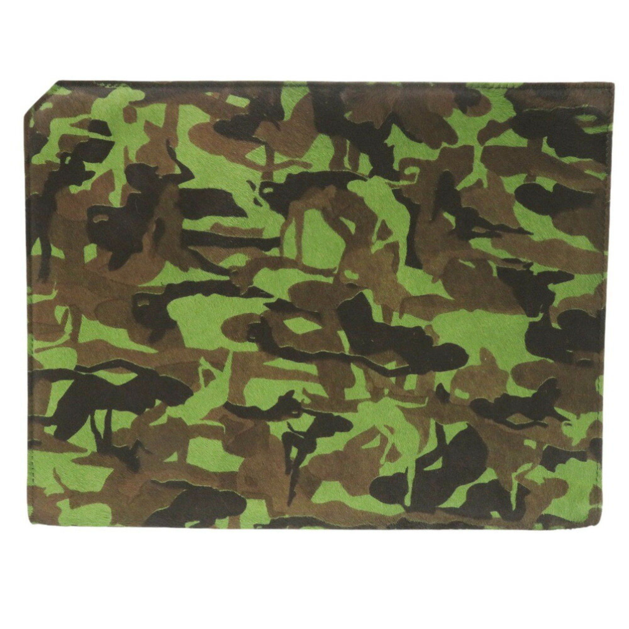 Jimmy Choo Jimmy Choo Clutch Bag Camouflage Pattern Pony Leather Green Black 0609JIMMY CHOO Size ONE SIZE - 3 Thumbnail