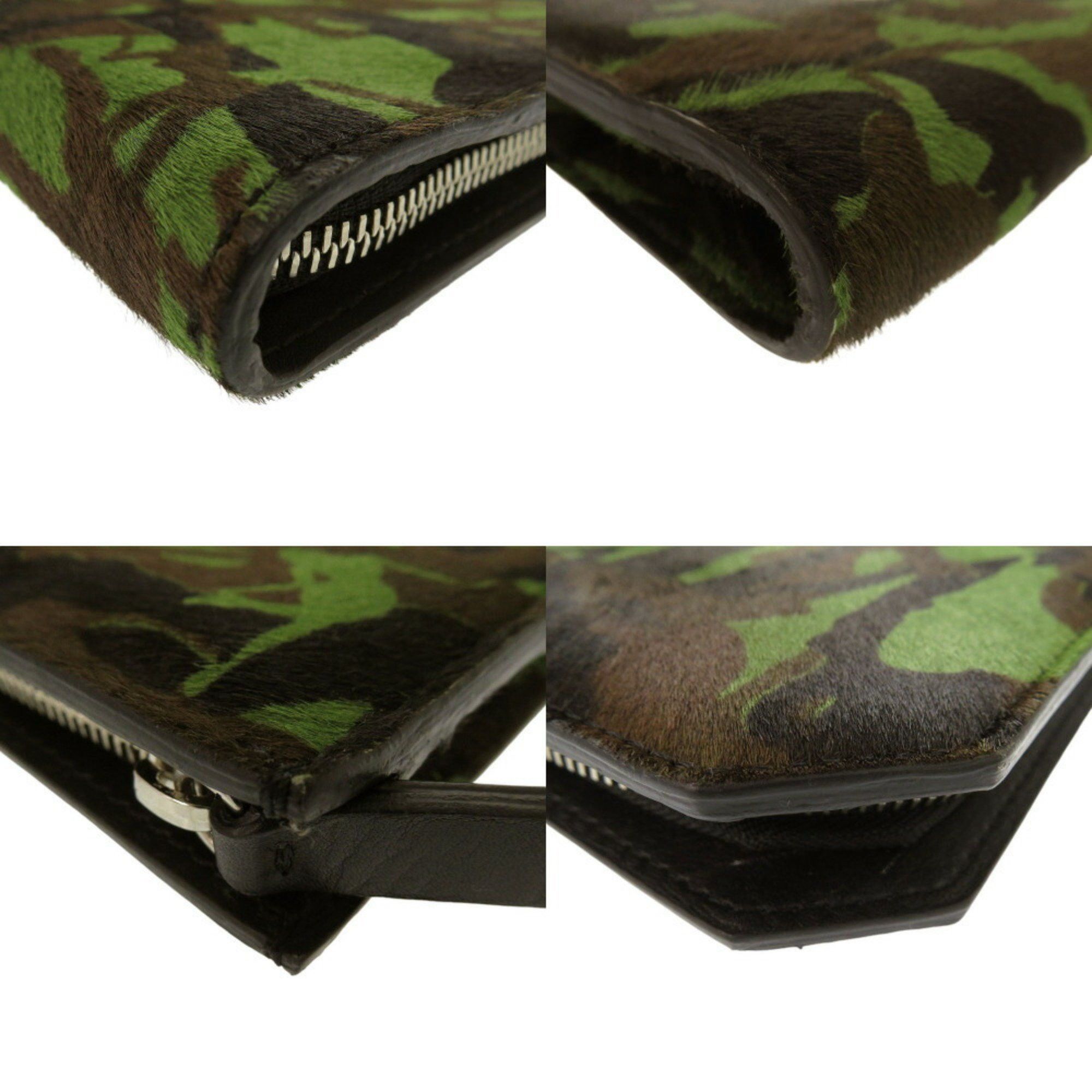 Jimmy Choo Jimmy Choo Clutch Bag Camouflage Pattern Pony Leather Green Black 0609JIMMY CHOO Size ONE SIZE - 4 Thumbnail