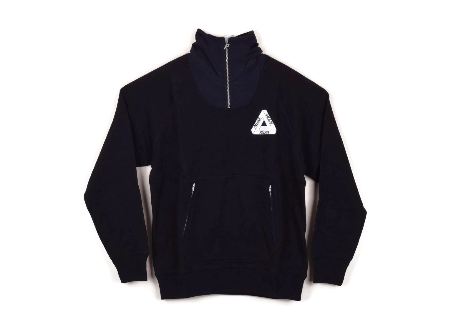 Palace Black P Crepe Half Zip Funnel Pullover Sweatshirt NWT | Grailed 