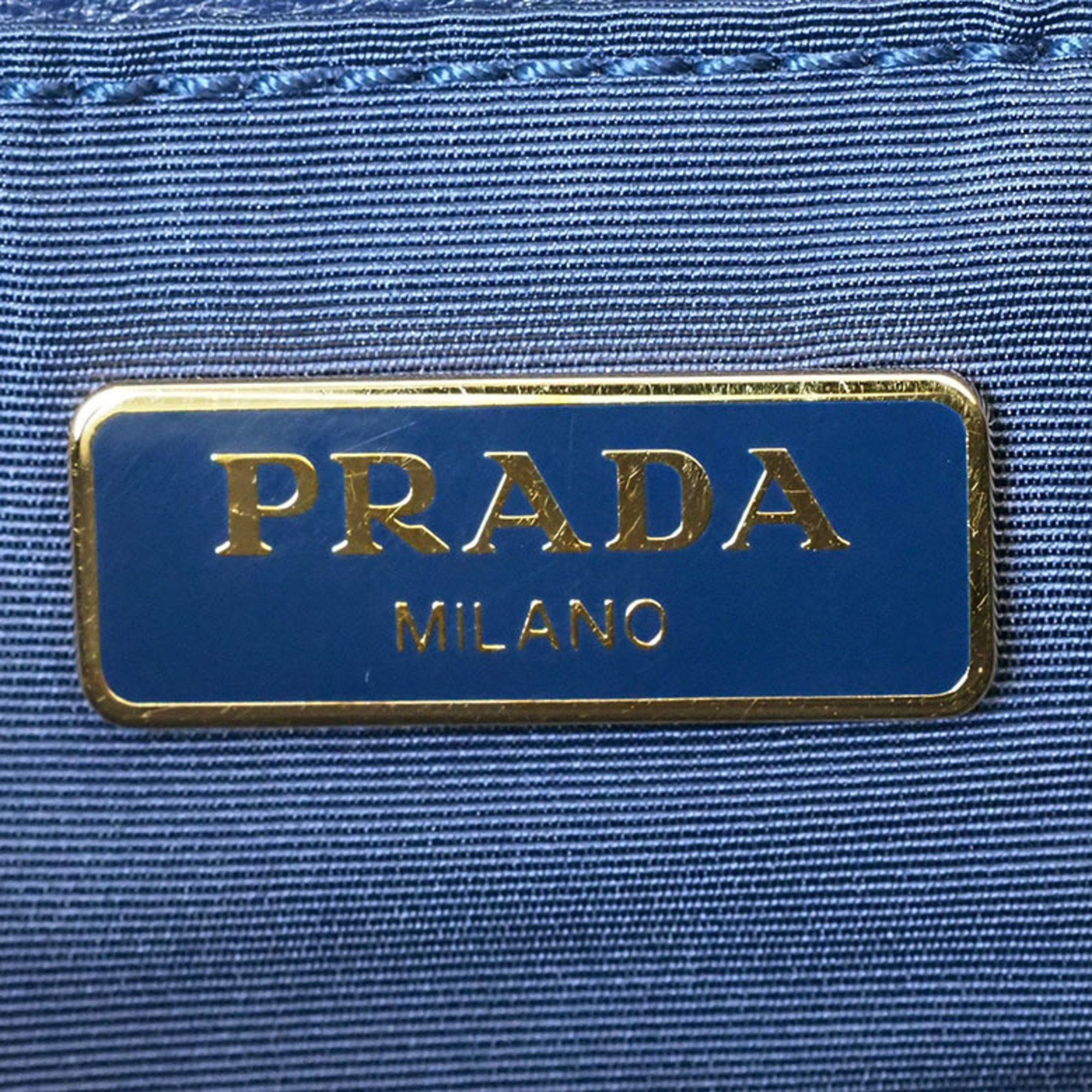 Prada Prada Nylon Chain Shoulder Bag Navy BP0584 Women's Flower Print Crossbody Satin PRADA Size ONE SIZE - 8 Thumbnail