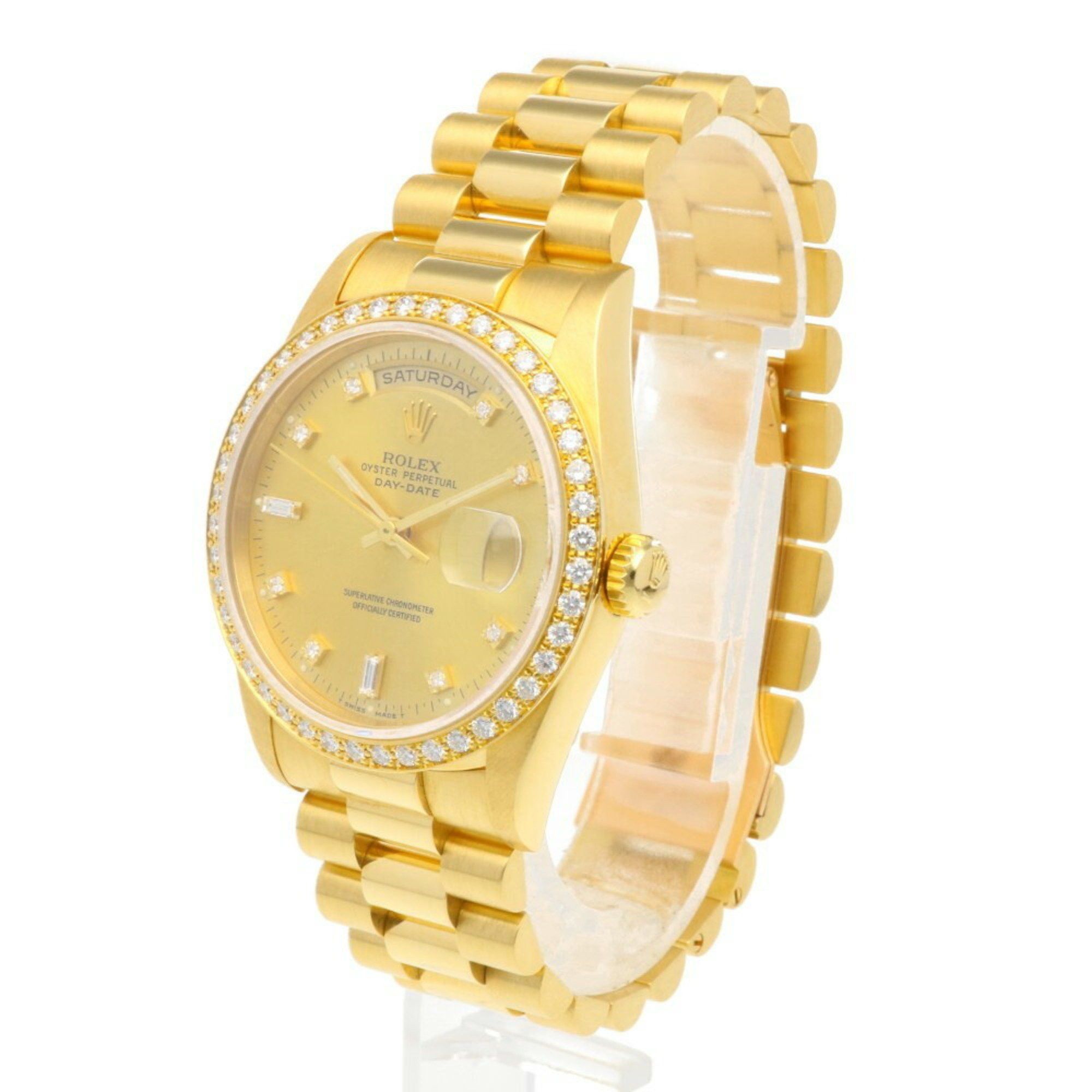 Rolex Rolex Day-Date Oyster Perpetual Watch 18K 18348 Automatic Men's ROLEX L Series 1989-1990 Diamond Bezel 8P Round Diamonds 2P Baguette Overhauled Size ONE SIZE - 3 Thumbnail