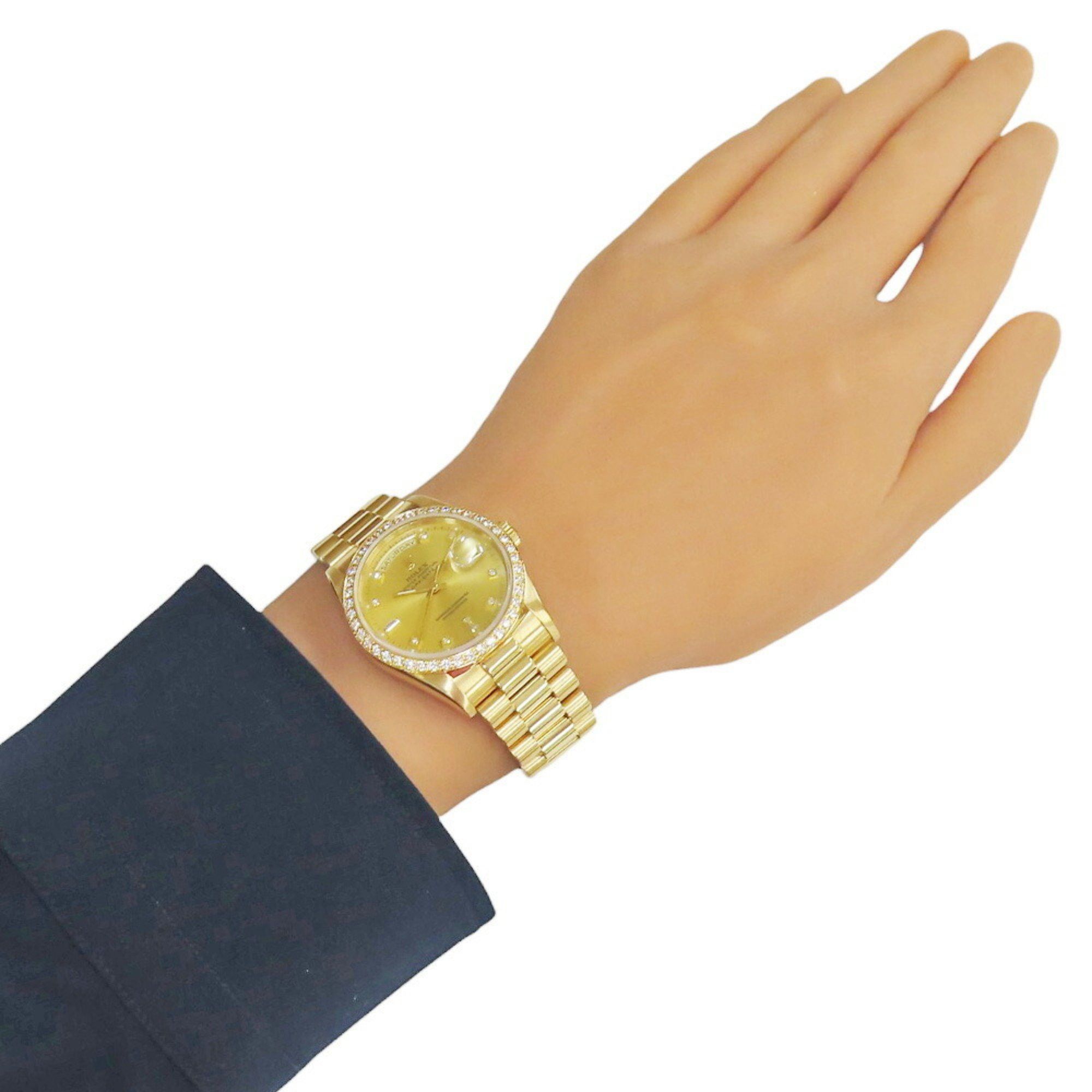 Rolex Rolex Day-Date Oyster Perpetual Watch 18K 18348 Automatic Men's ROLEX L Series 1989-1990 Diamond Bezel 8P Round Diamonds 2P Baguette Overhauled Size ONE SIZE - 2 Thumbnail