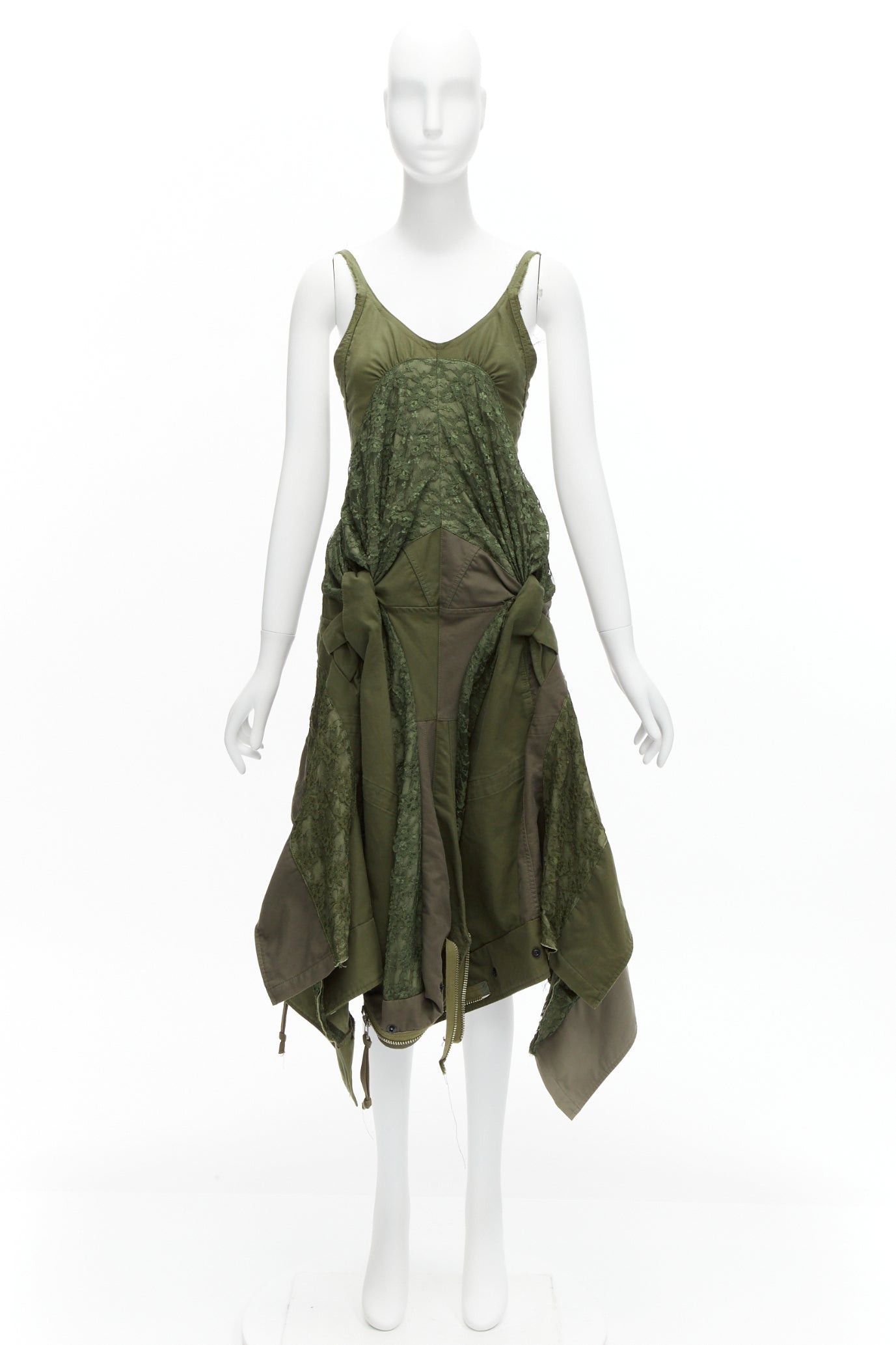 Junya Watanabe JUNYA WATANABE 2006 Runway green lace deconstructed dress XS  | Grailed