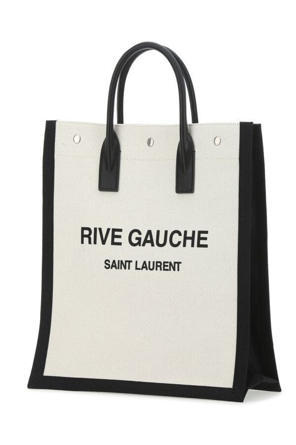 Saint Laurent Paris Two-Tone Canvas Rive Gauche Shopping Bag Size ONE SIZE - 4 Thumbnail