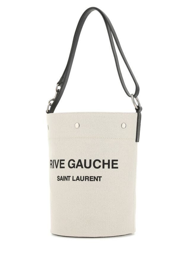 Saint Laurent Paris Ivory Canvas Rive Gauche Bucket Bag Size ONE SIZE - 4 Thumbnail